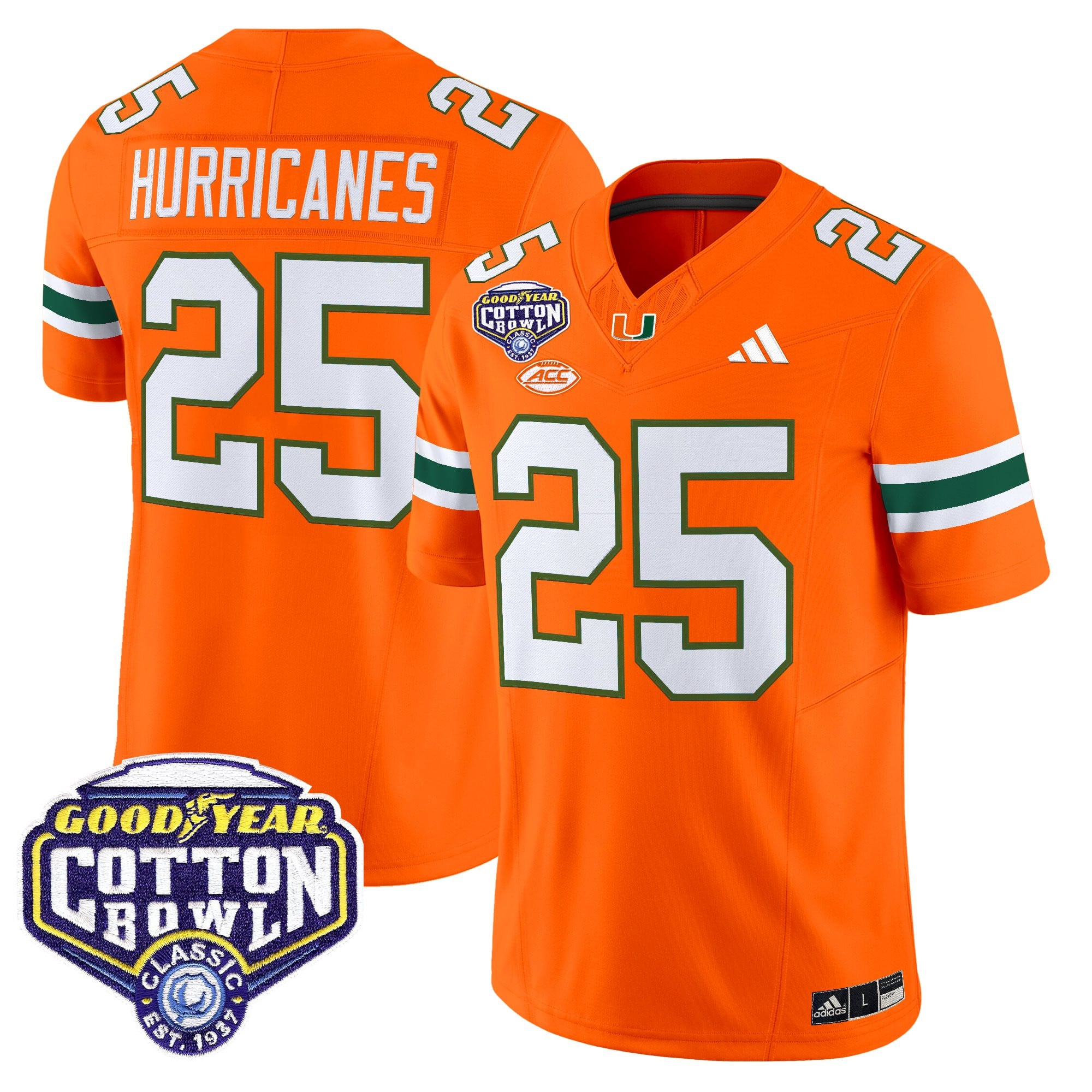 Men's Miami Hurricanes 2025 Cotton Bowl Vapor Limited Jersey - All Stitched
