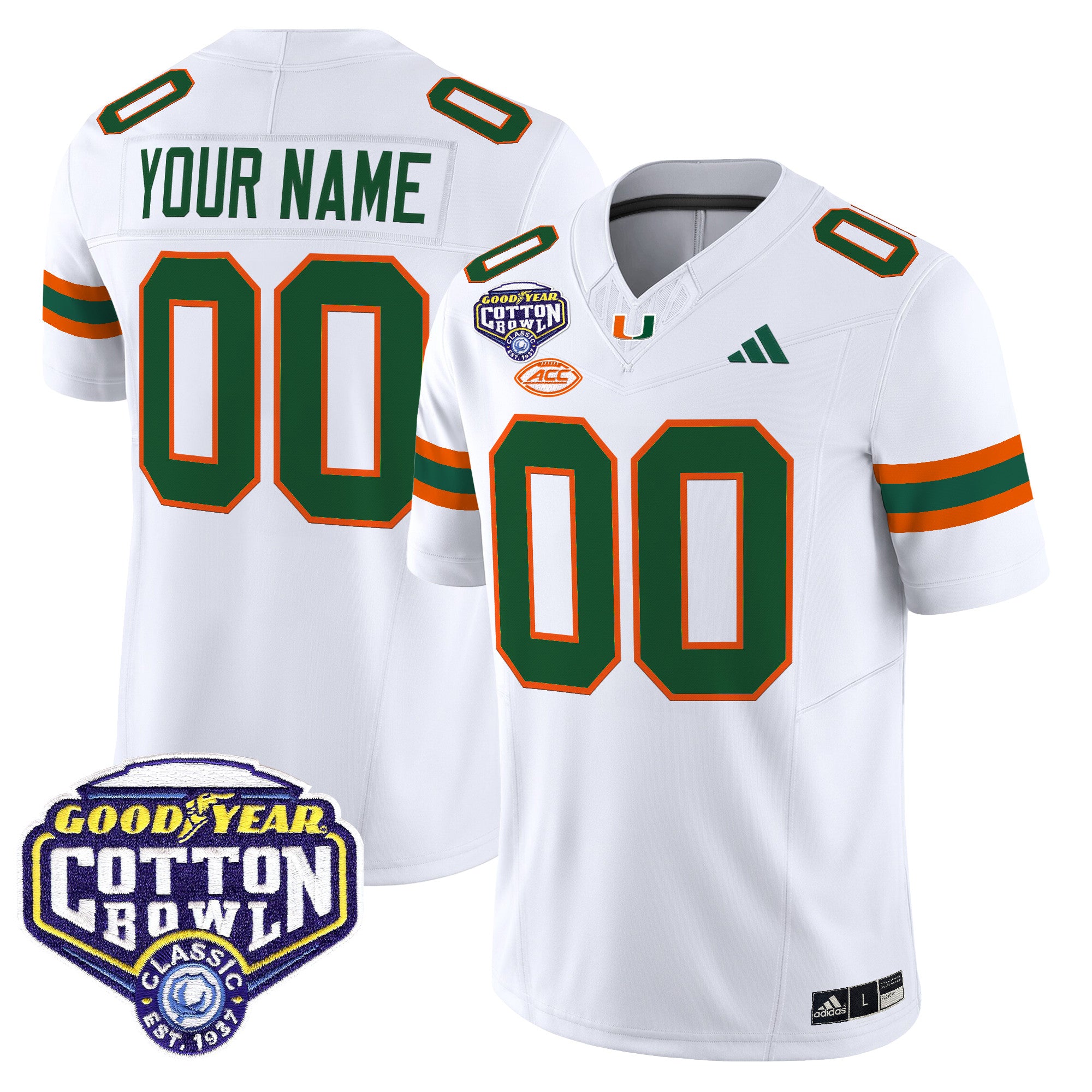 Miami Hurricanes 2025 Cotton Bowl Vapor Limited Custom Jersey - All Stitched