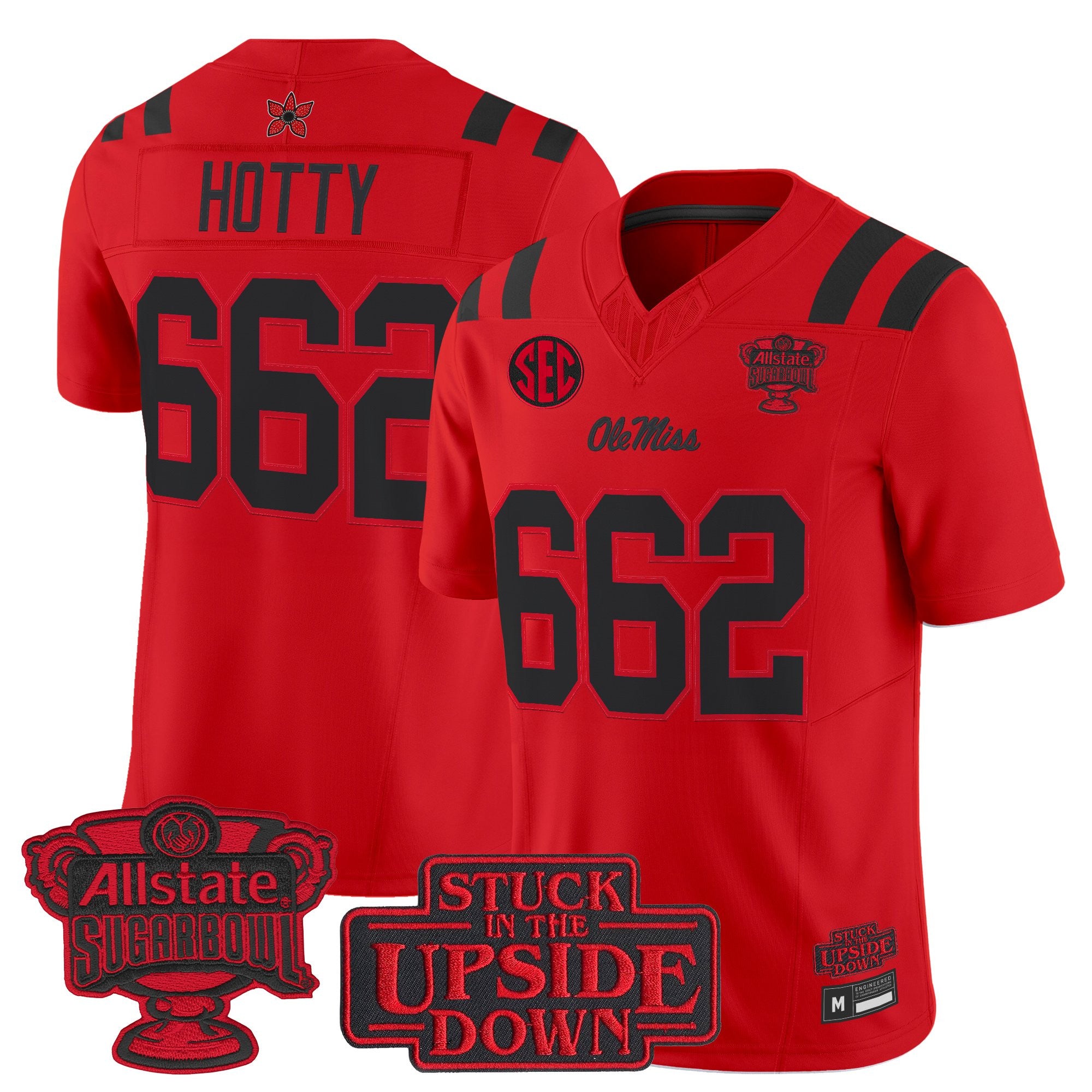 Men's Ole Miss Rebels 'Stranger Things Edition' Vapor Limited Jersey - 2026 Sugar Bowl Patch - All Stitched