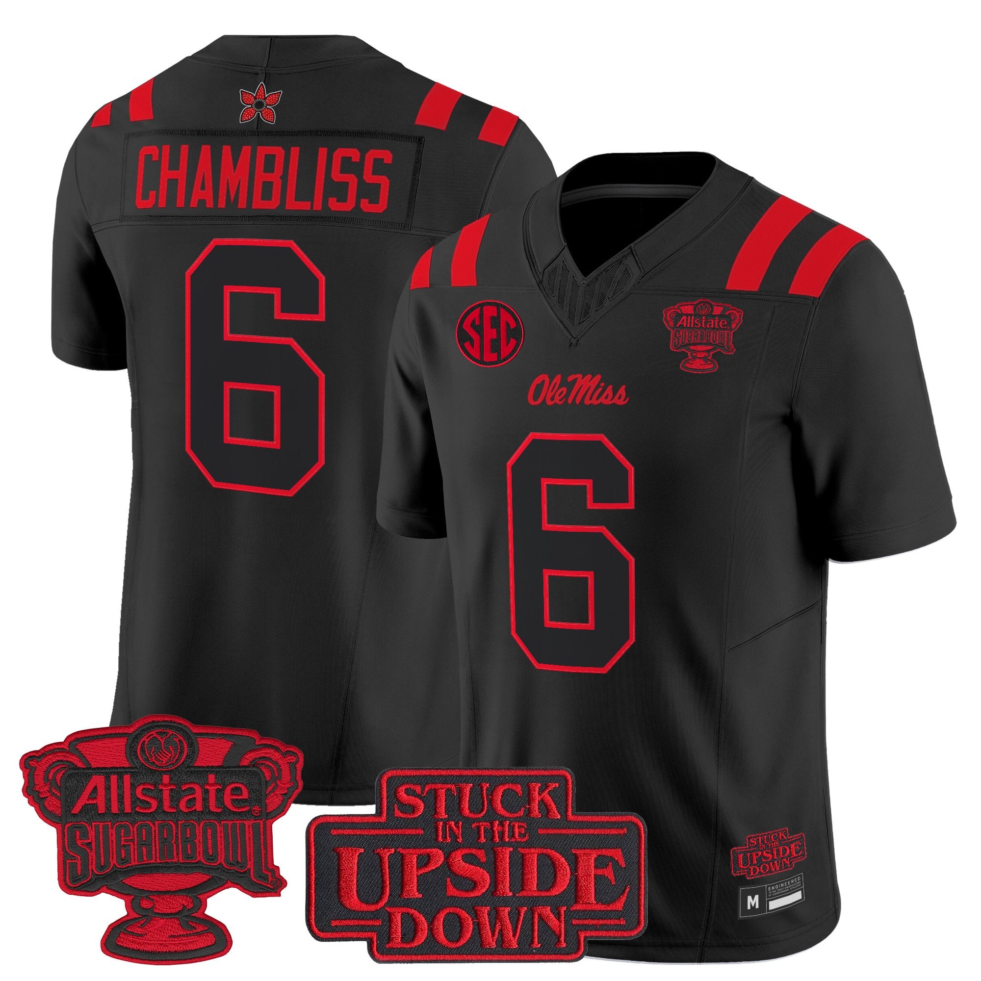 Men's Ole Miss Rebels 'Stranger Things Edition' Vapor Limited Jersey - 2026 Sugar Bowl Patch - All Stitched