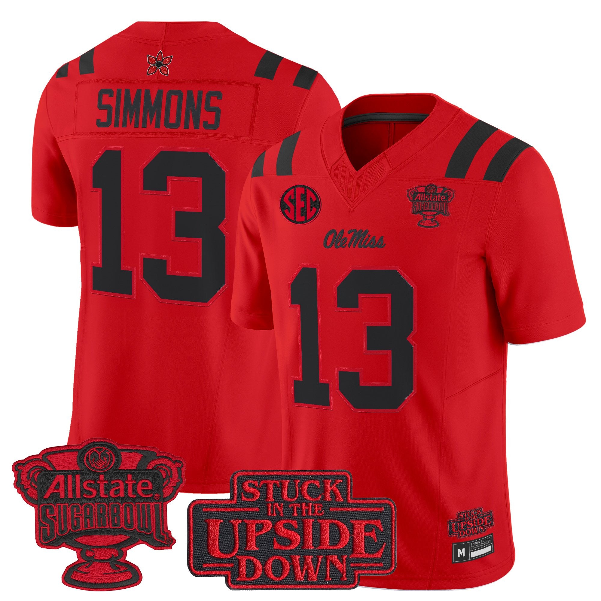 Men's Ole Miss Rebels 'Stranger Things Edition' Vapor Limited Jersey - 2026 Sugar Bowl Patch - All Stitched