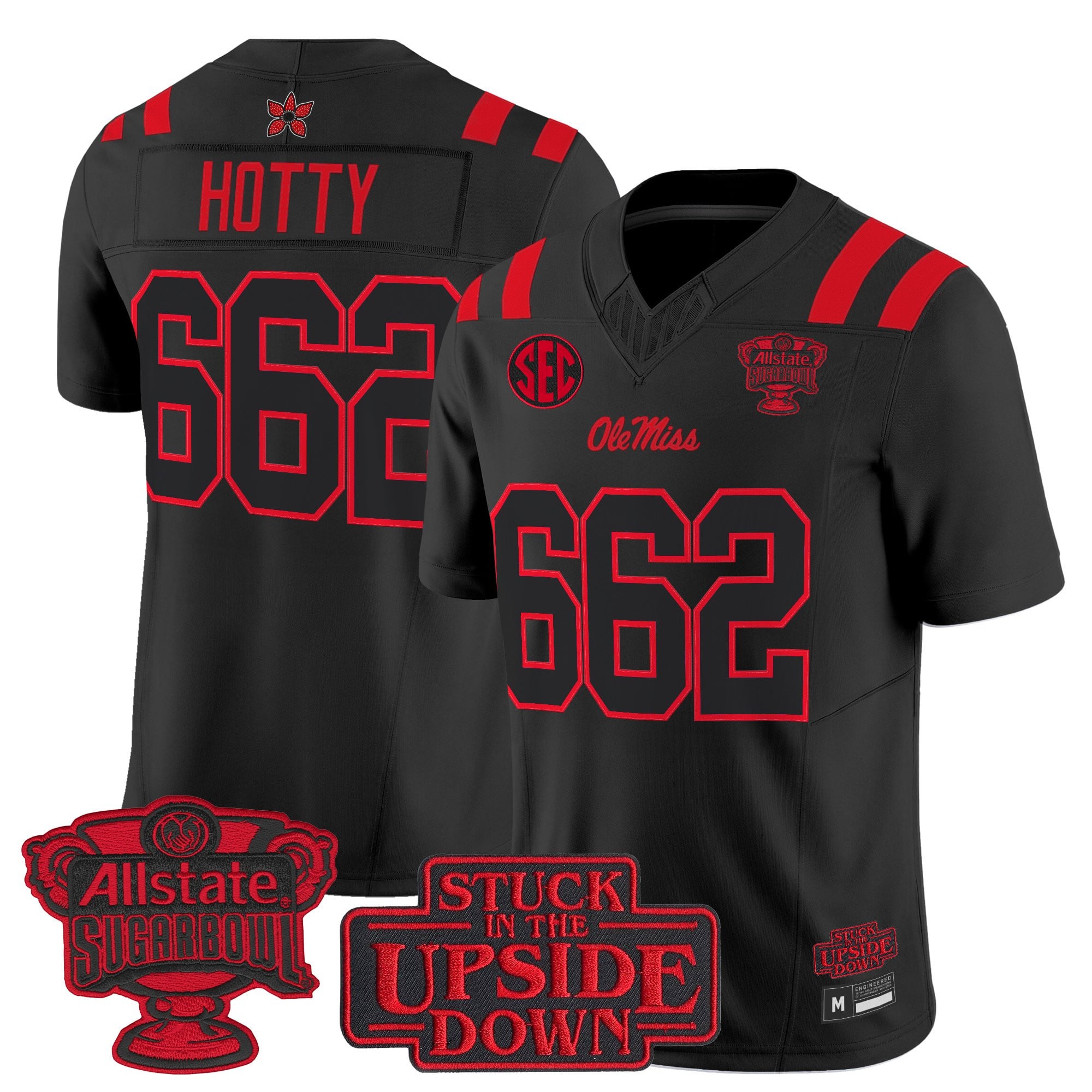 Men's Ole Miss Rebels 'Stranger Things Edition' Vapor Limited Jersey - 2026 Sugar Bowl Patch - All Stitched