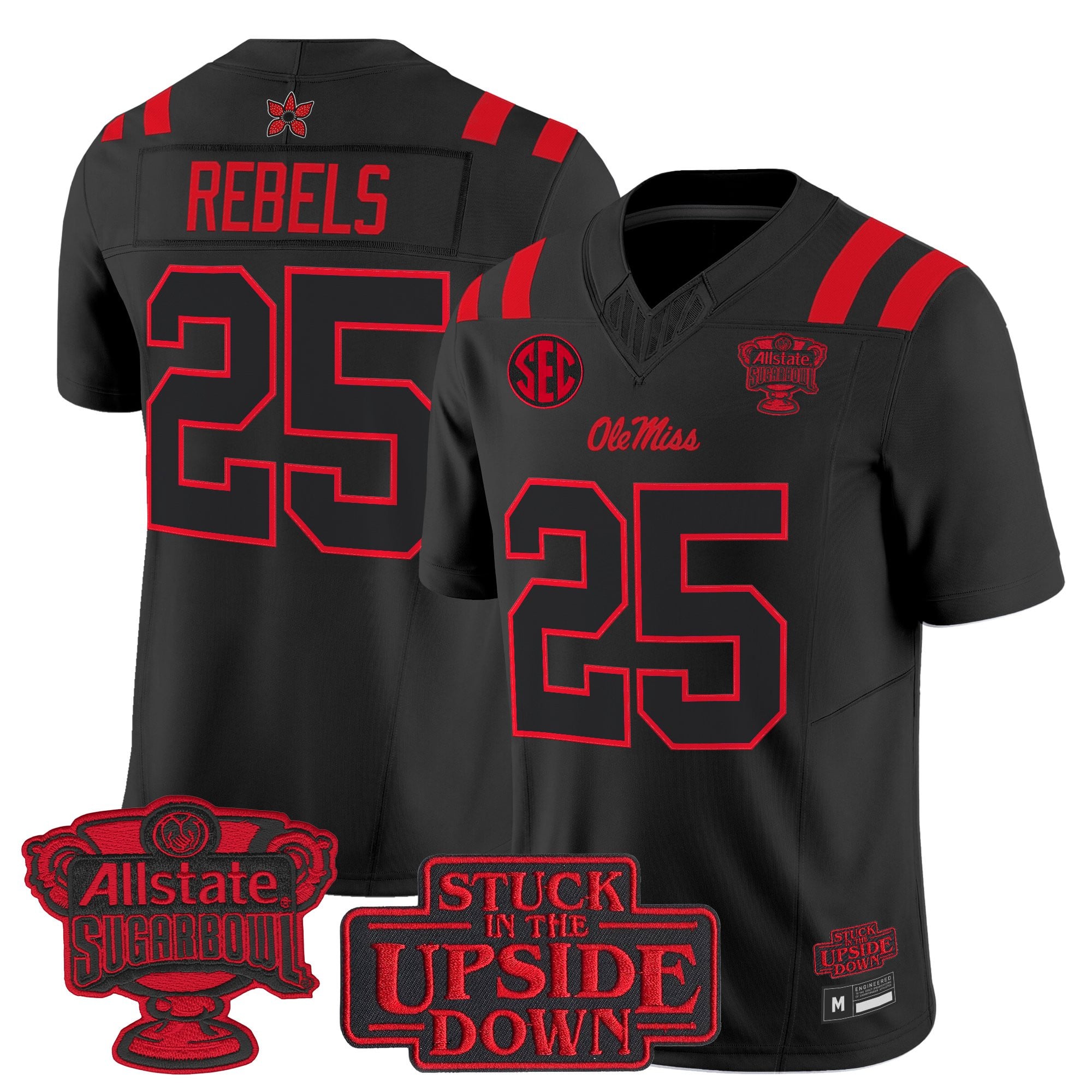 Men's Ole Miss Rebels 'Stranger Things Edition' Vapor Limited Jersey - 2026 Sugar Bowl Patch - All Stitched