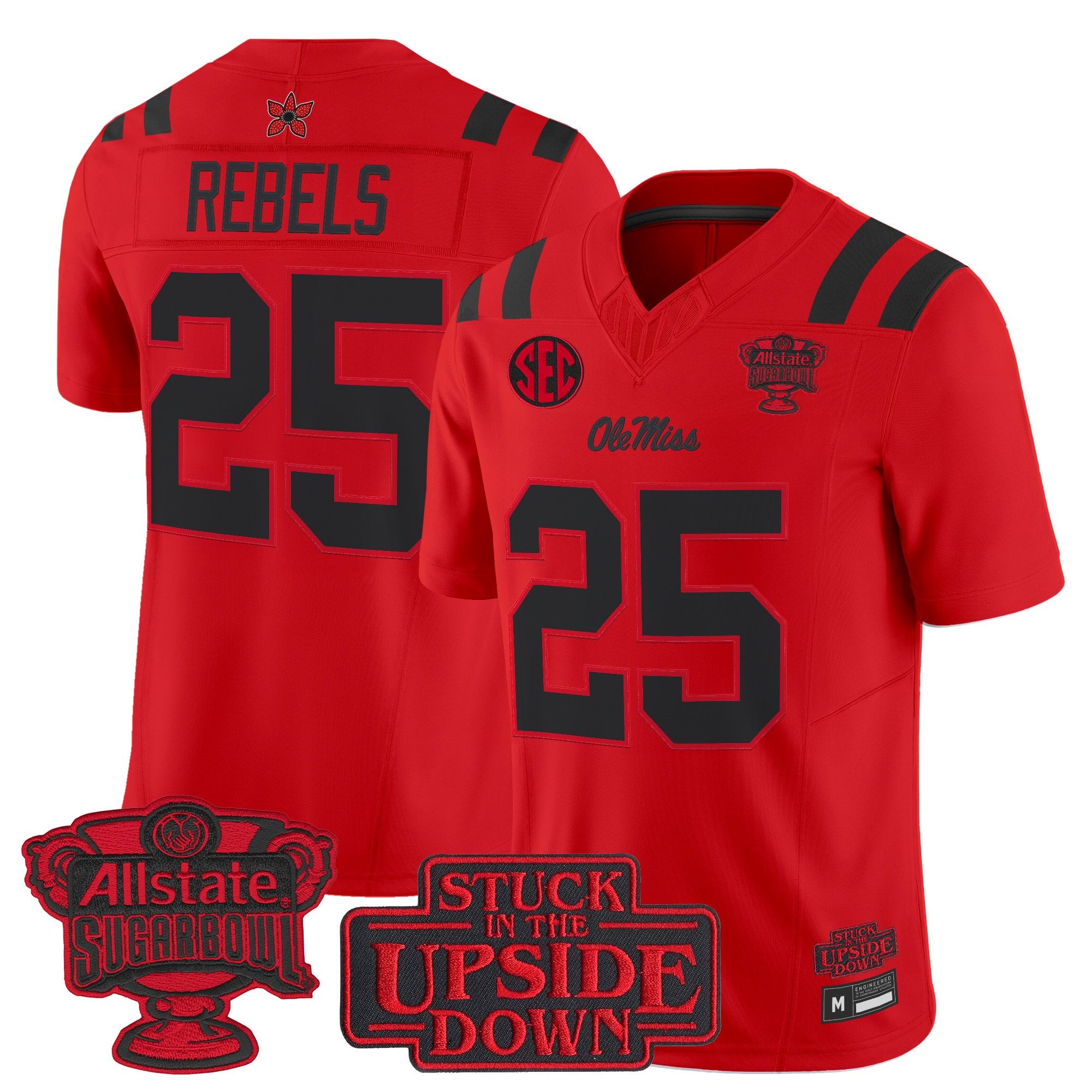 Men's Ole Miss Rebels 'Stranger Things Edition' Vapor Limited Jersey - 2026 Sugar Bowl Patch - All Stitched