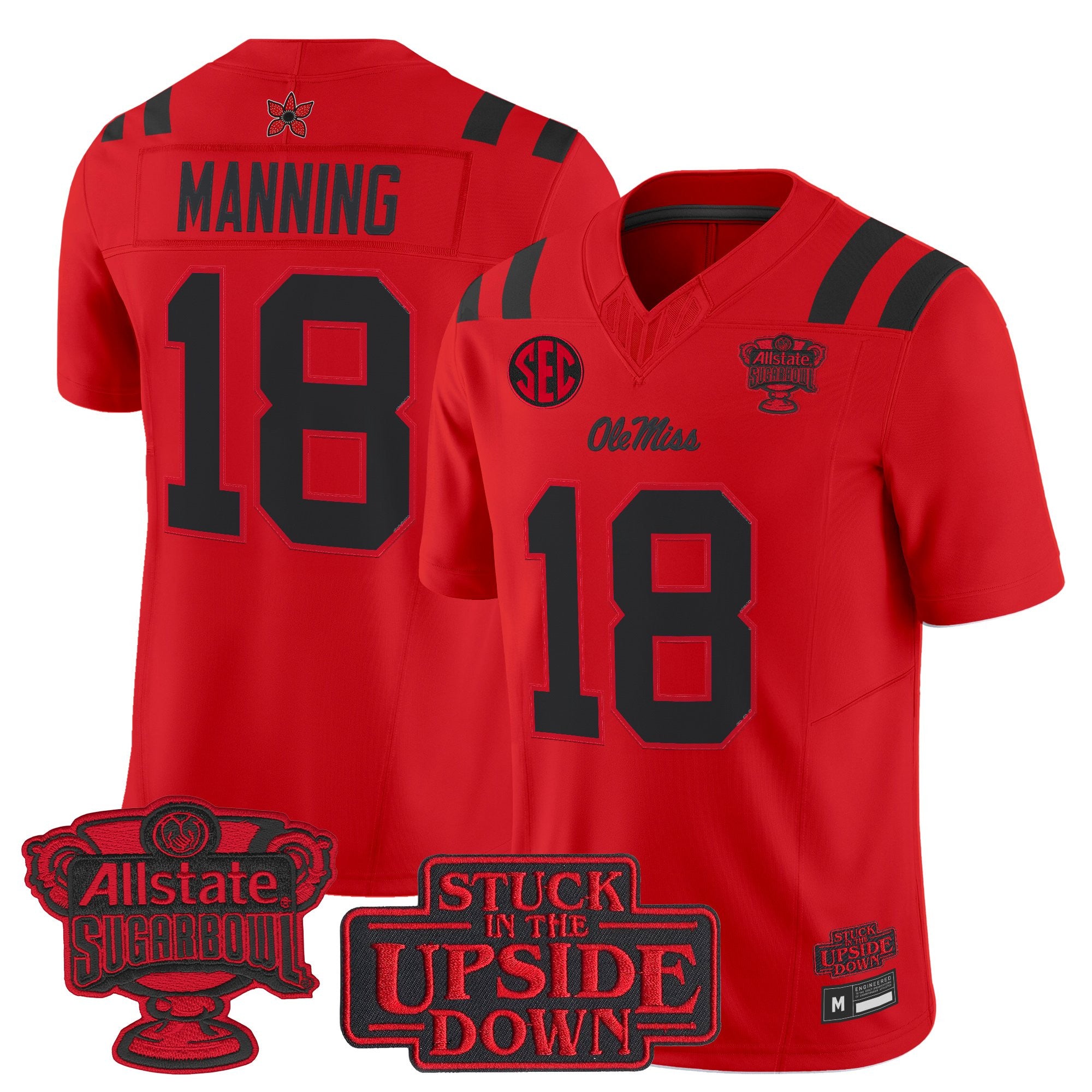 Men's Ole Miss Rebels 'Stranger Things Edition' Vapor Limited Jersey - 2026 Sugar Bowl Patch - All Stitched