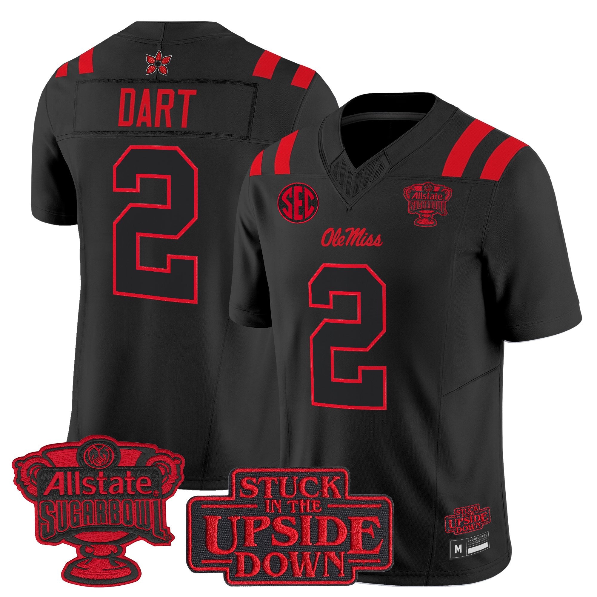Men's Ole Miss Rebels 'Stranger Things Edition' Vapor Limited Jersey - 2026 Sugar Bowl Patch - All Stitched