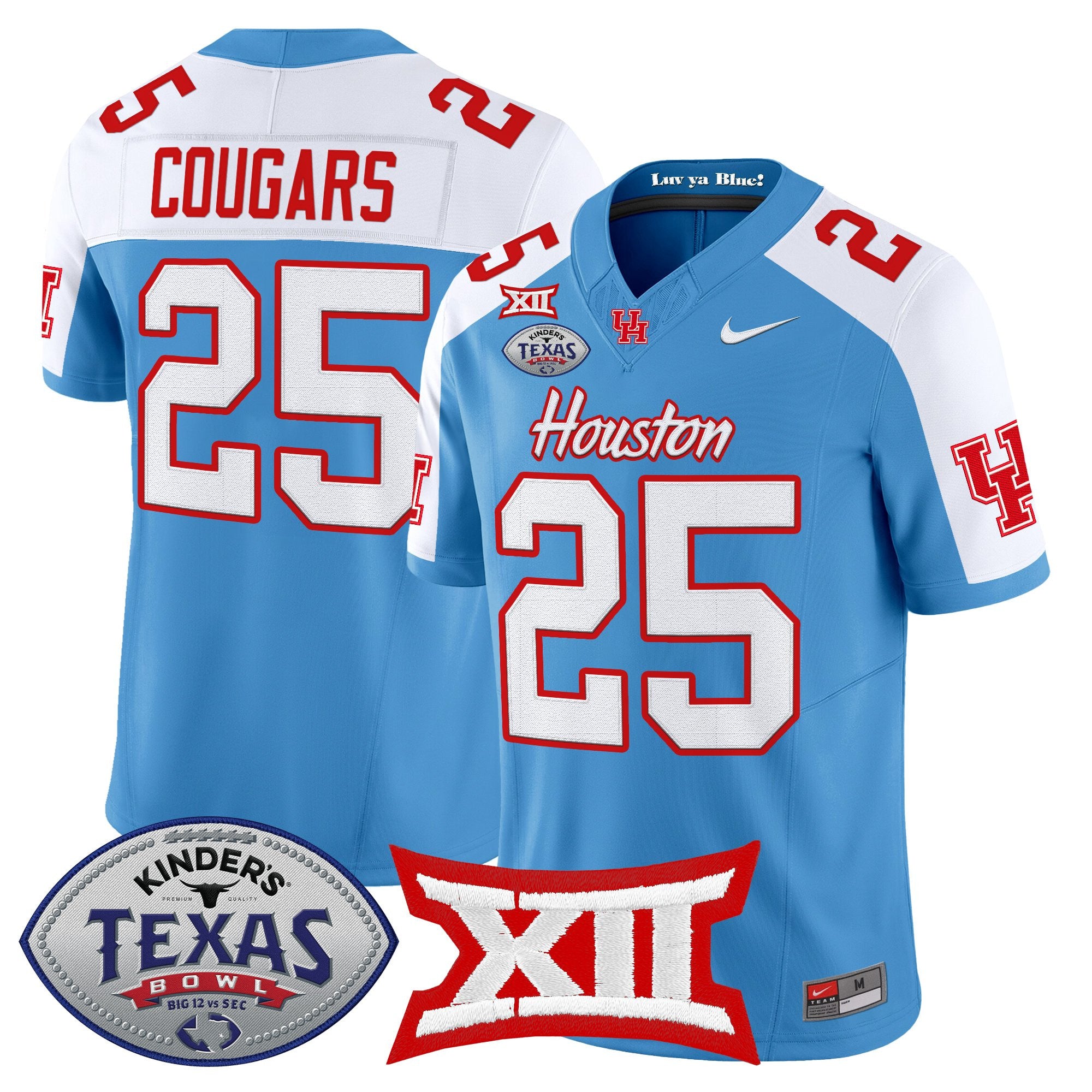 Men's Houston Cougars 2025 Texas Bowl Vapor Limited Jersey - All Stitched