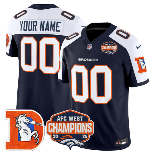 Denver Broncos Throwback Vapor Limited Custom Jersey - 2025 AFC West Division Champions Patch - All Stitched
