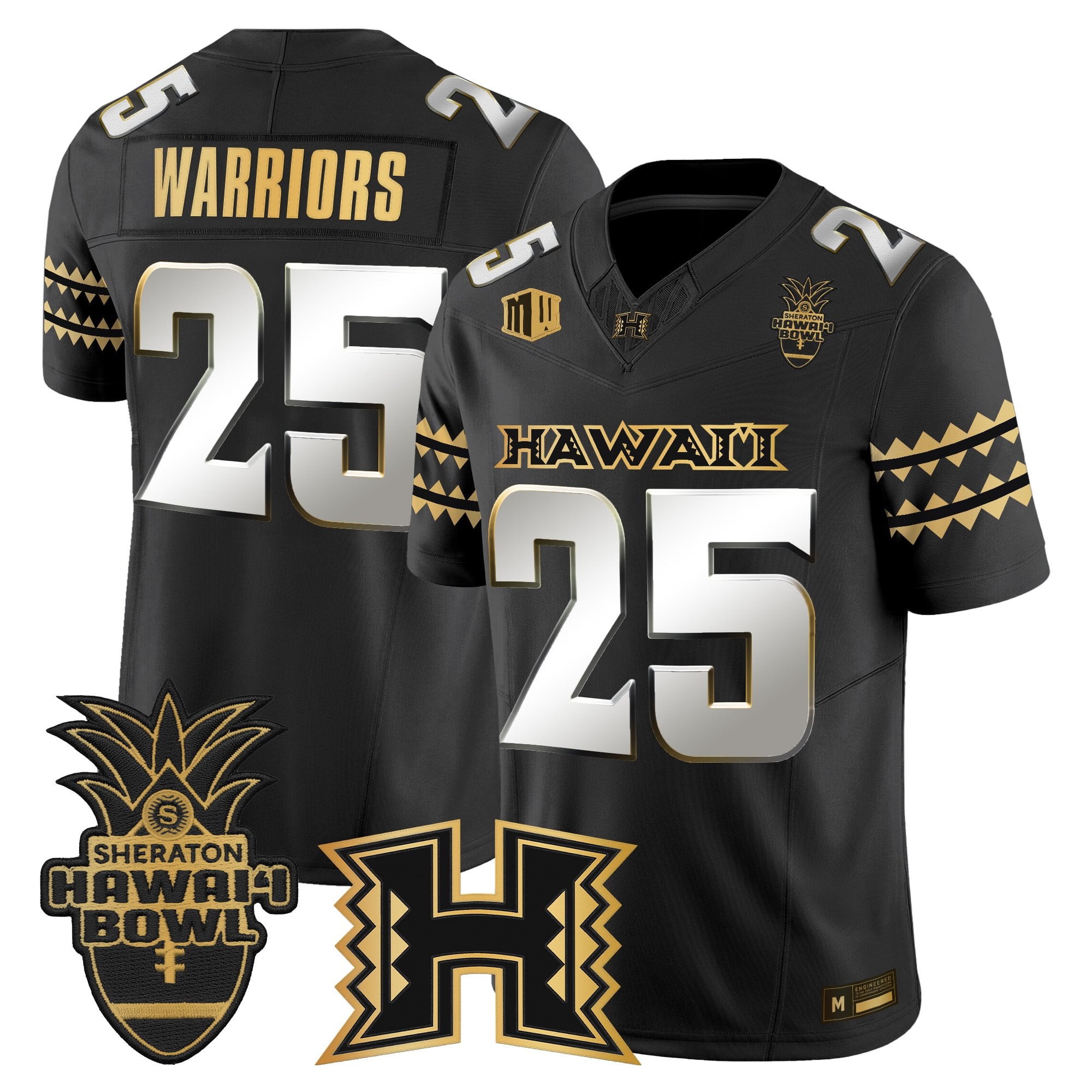 Men's Hawai'i Rainbow Warriors 2025 Hawai'i Bowl Gold Vapor Limited Jersey - All Stitched