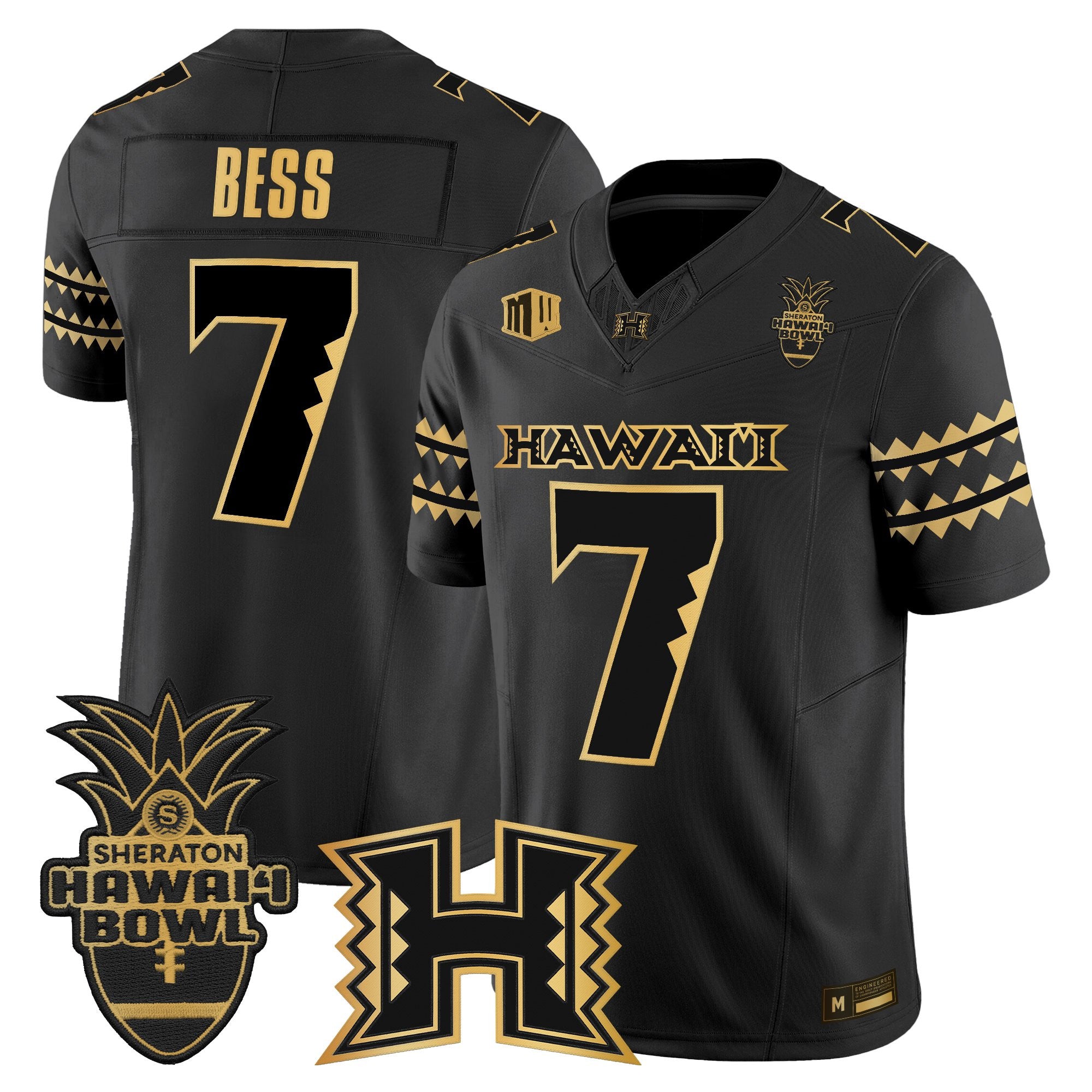 Men's Hawai'i Rainbow Warriors 2025 Hawai'i Bowl Gold Vapor Limited Jersey - All Stitched