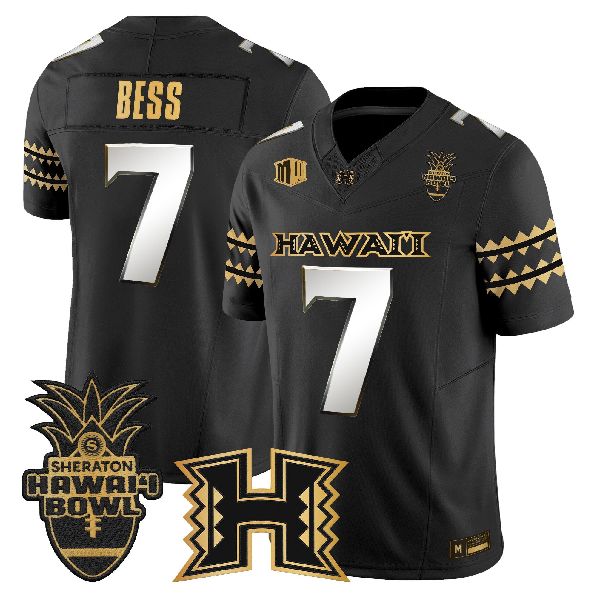 Men's Hawai'i Rainbow Warriors 2025 Hawai'i Bowl Gold Vapor Limited Jersey - All Stitched