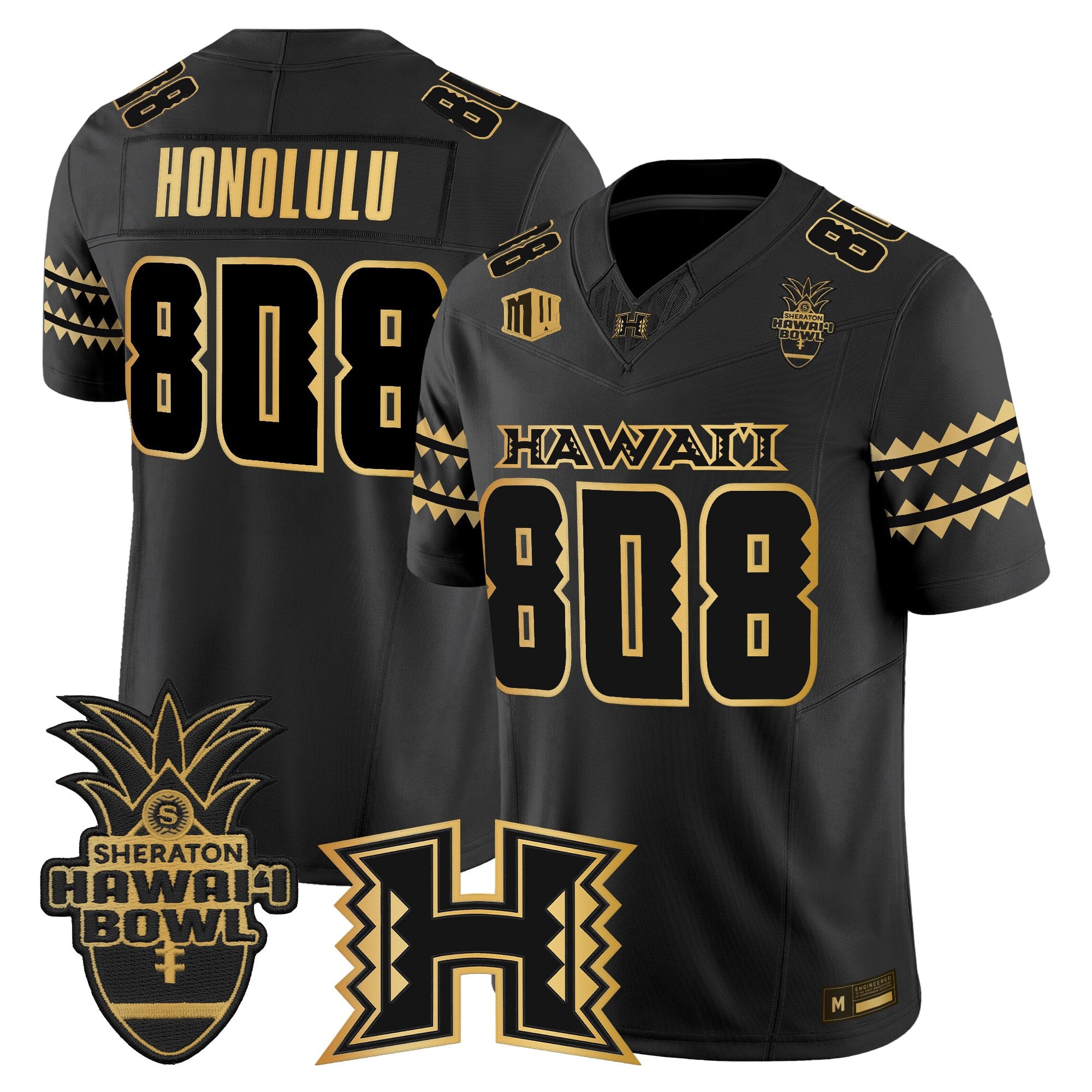 Men's Hawai'i Rainbow Warriors 2025 Hawai'i Bowl Gold Vapor Limited Jersey - All Stitched