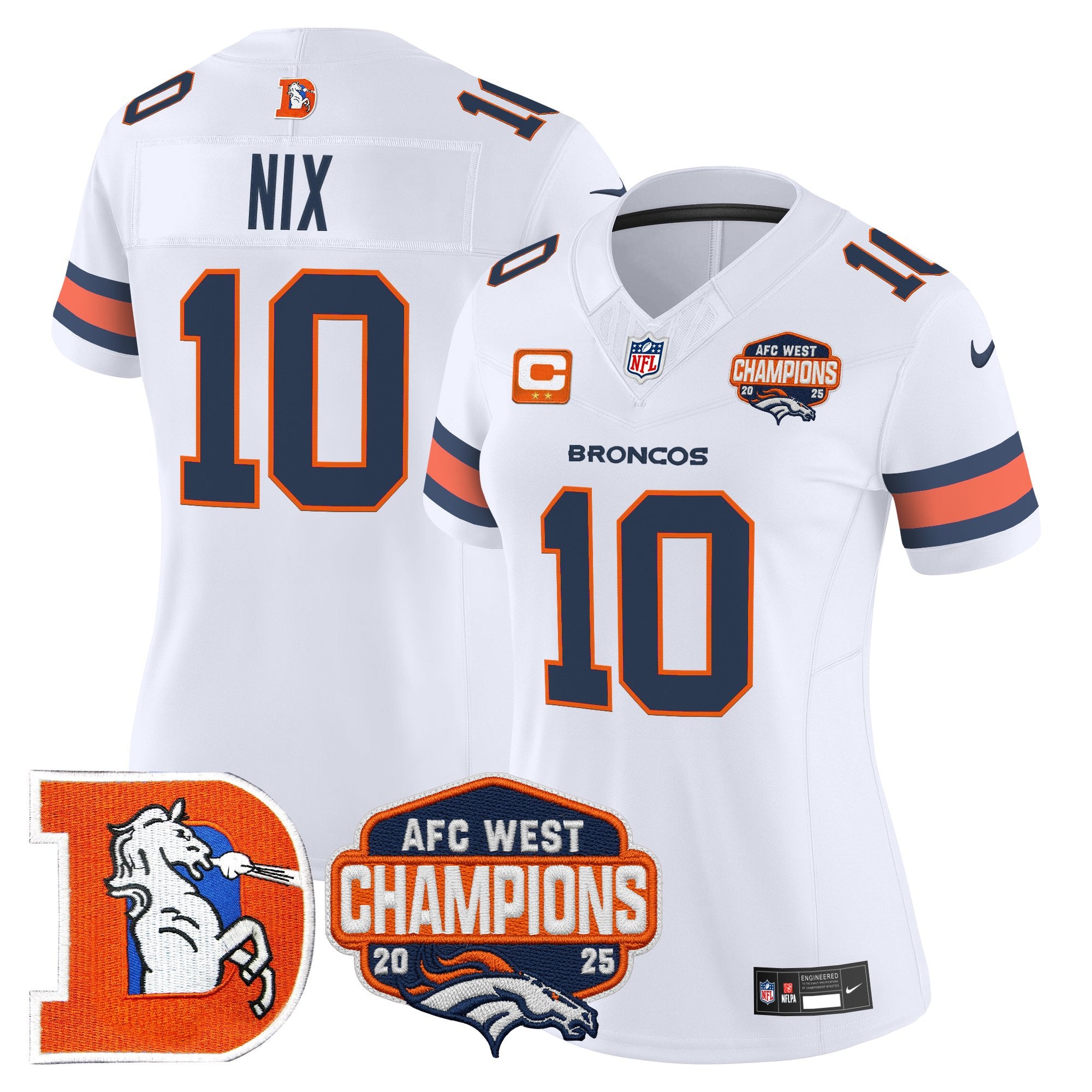 Women's Denver Broncos Throwback Vapor Limited Jersey - 2025 AFC West Division Champions Patch - All Stitched
