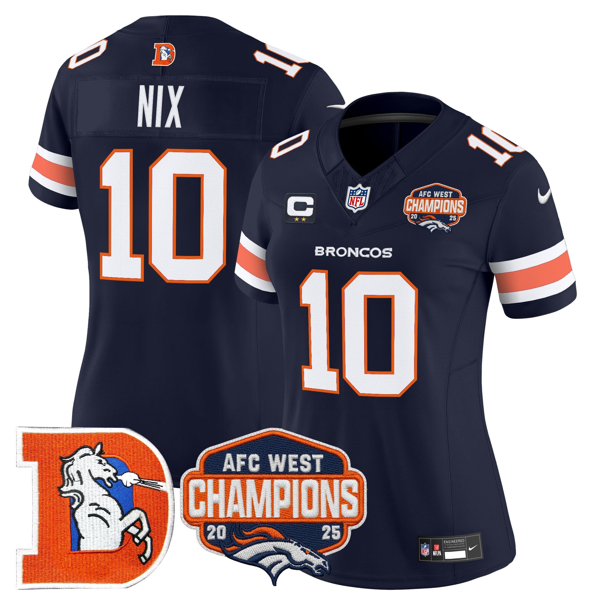 Women's Denver Broncos Throwback Vapor Limited Jersey - 2025 AFC West Division Champions Patch - All Stitched