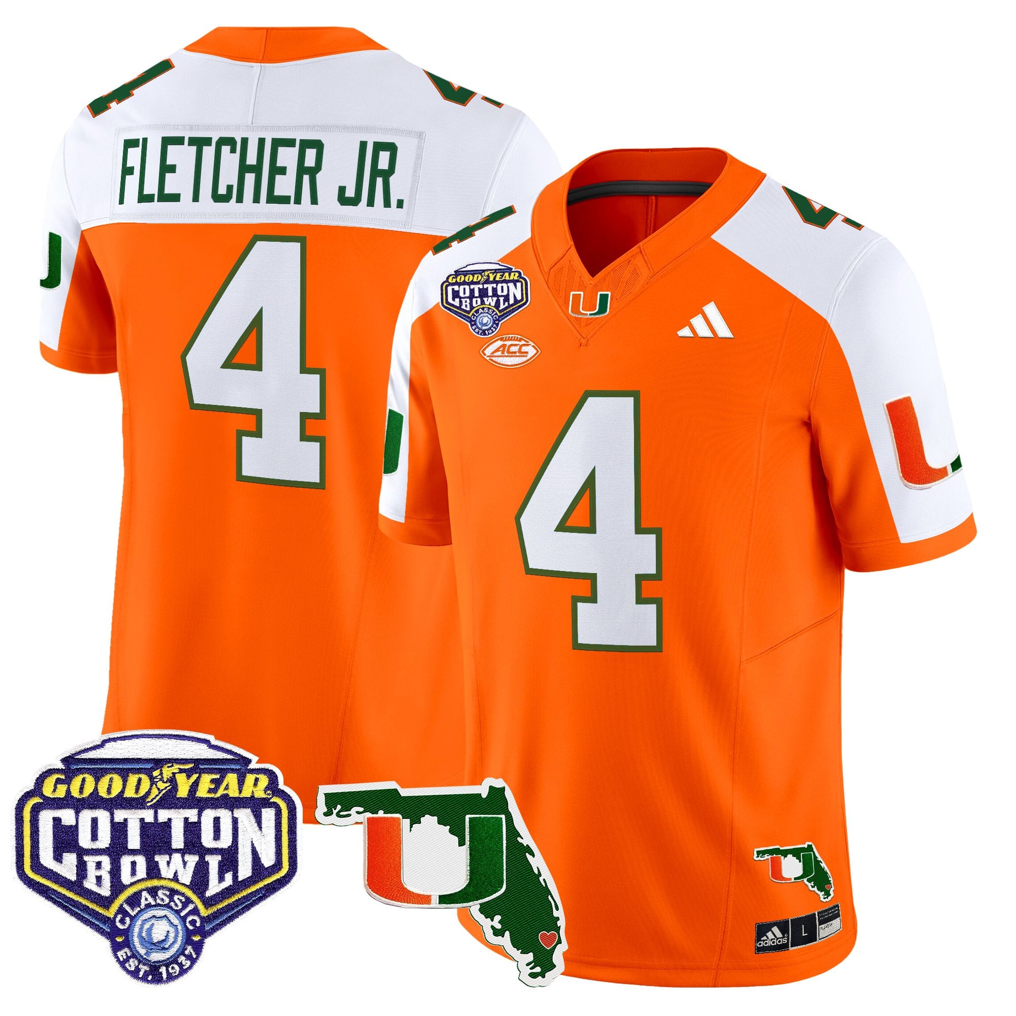 Men's Miami Hurricanes 2025 Cotton Bowl & Florida Patch Vapor Limited Jersey - All Stitched