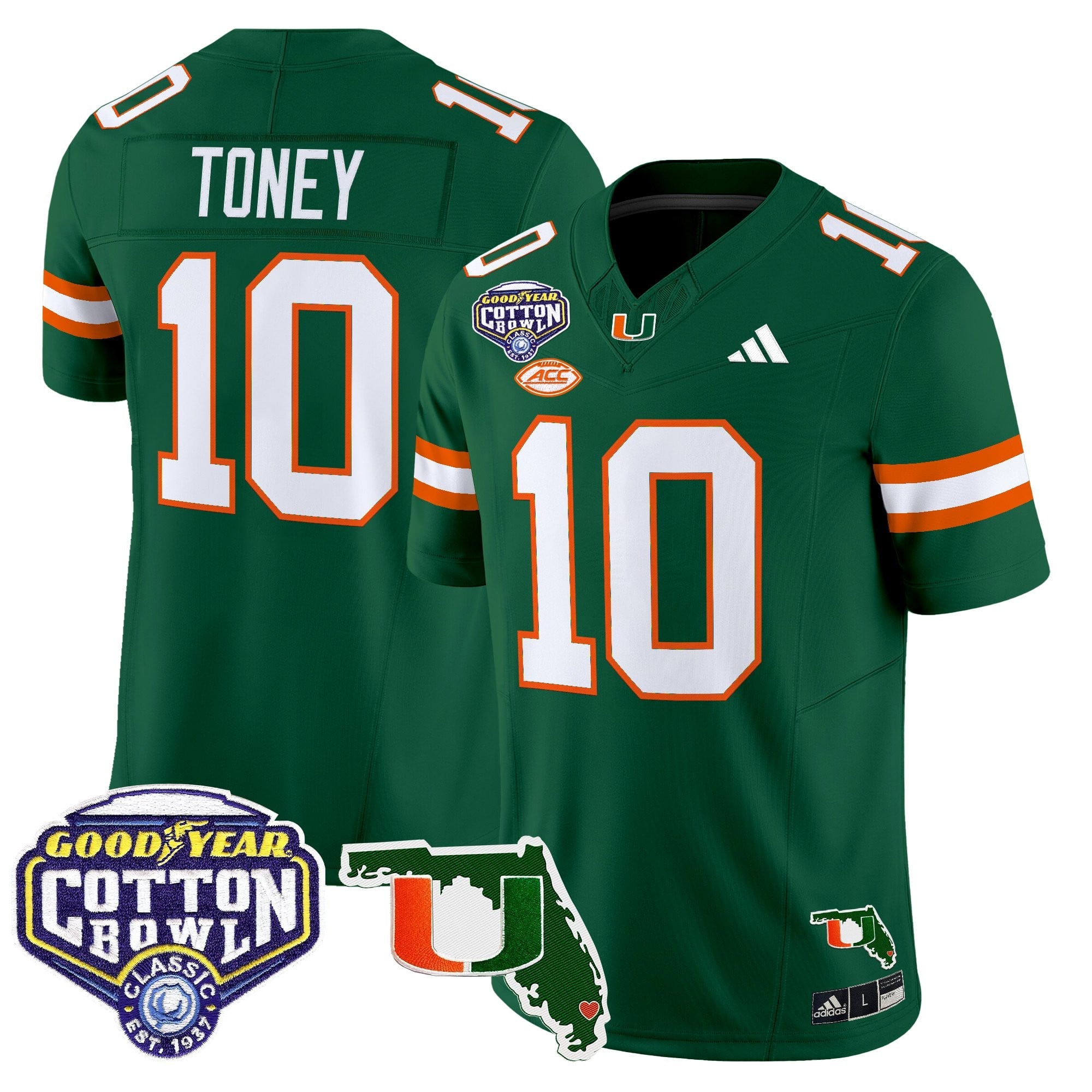 Men's Miami Hurricanes 2025 Cotton Bowl & Florida Patch Vapor Limited Jersey - All Stitched