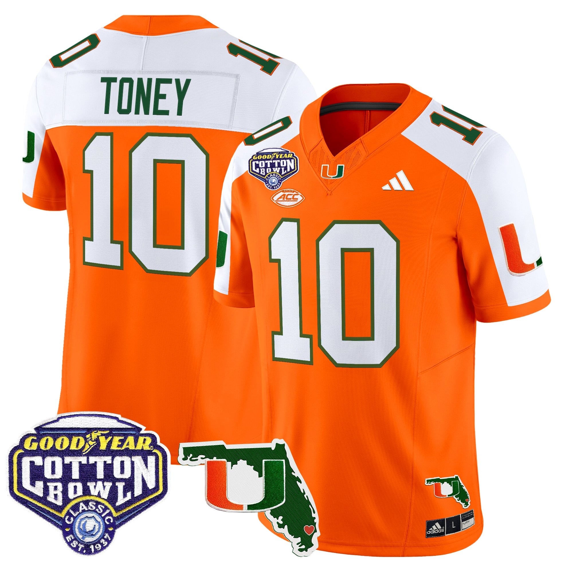 Men's Miami Hurricanes 2025 Cotton Bowl & Florida Patch Vapor Limited Jersey - All Stitched