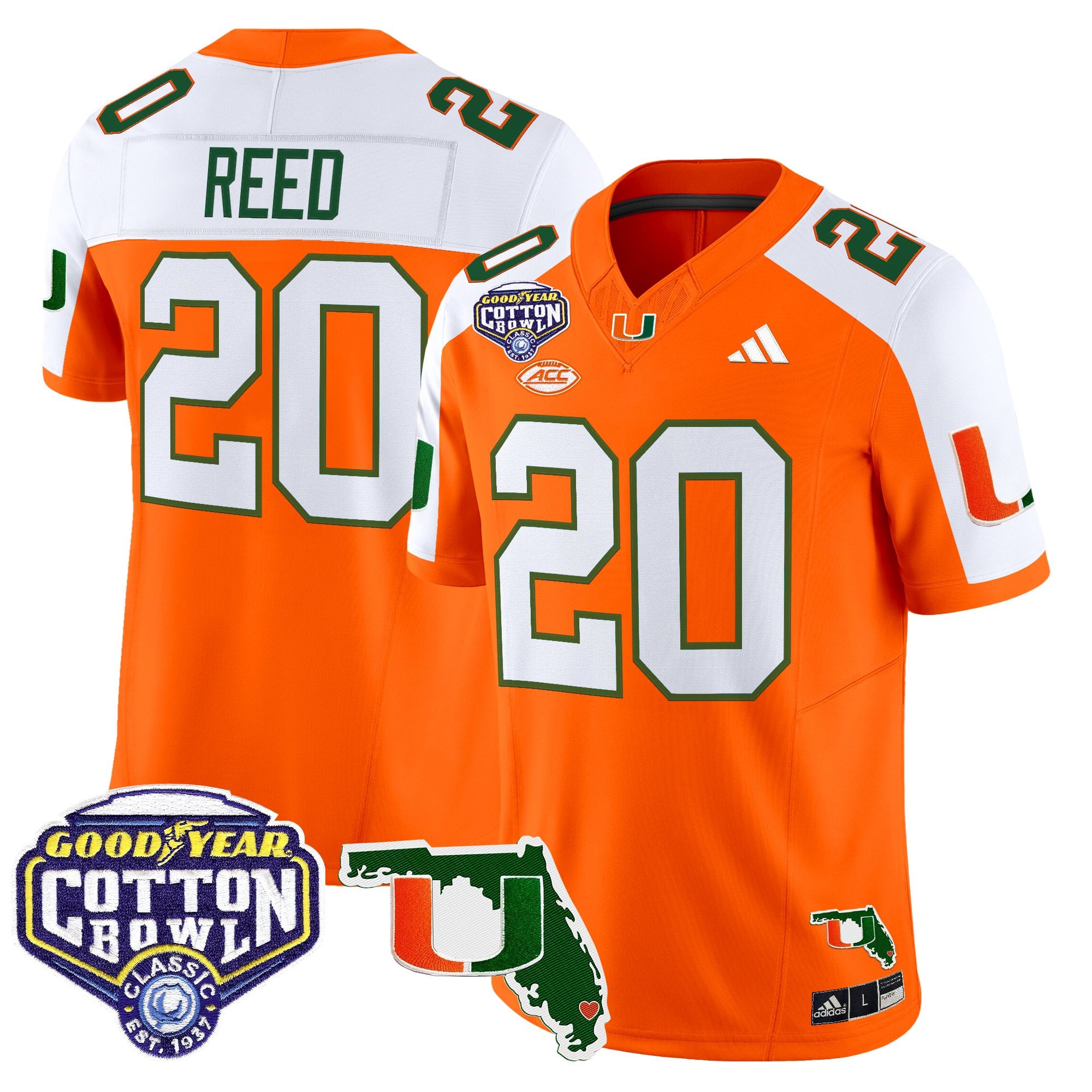 Men's Miami Hurricanes 2025 Cotton Bowl & Florida Patch Vapor Limited Jersey - All Stitched
