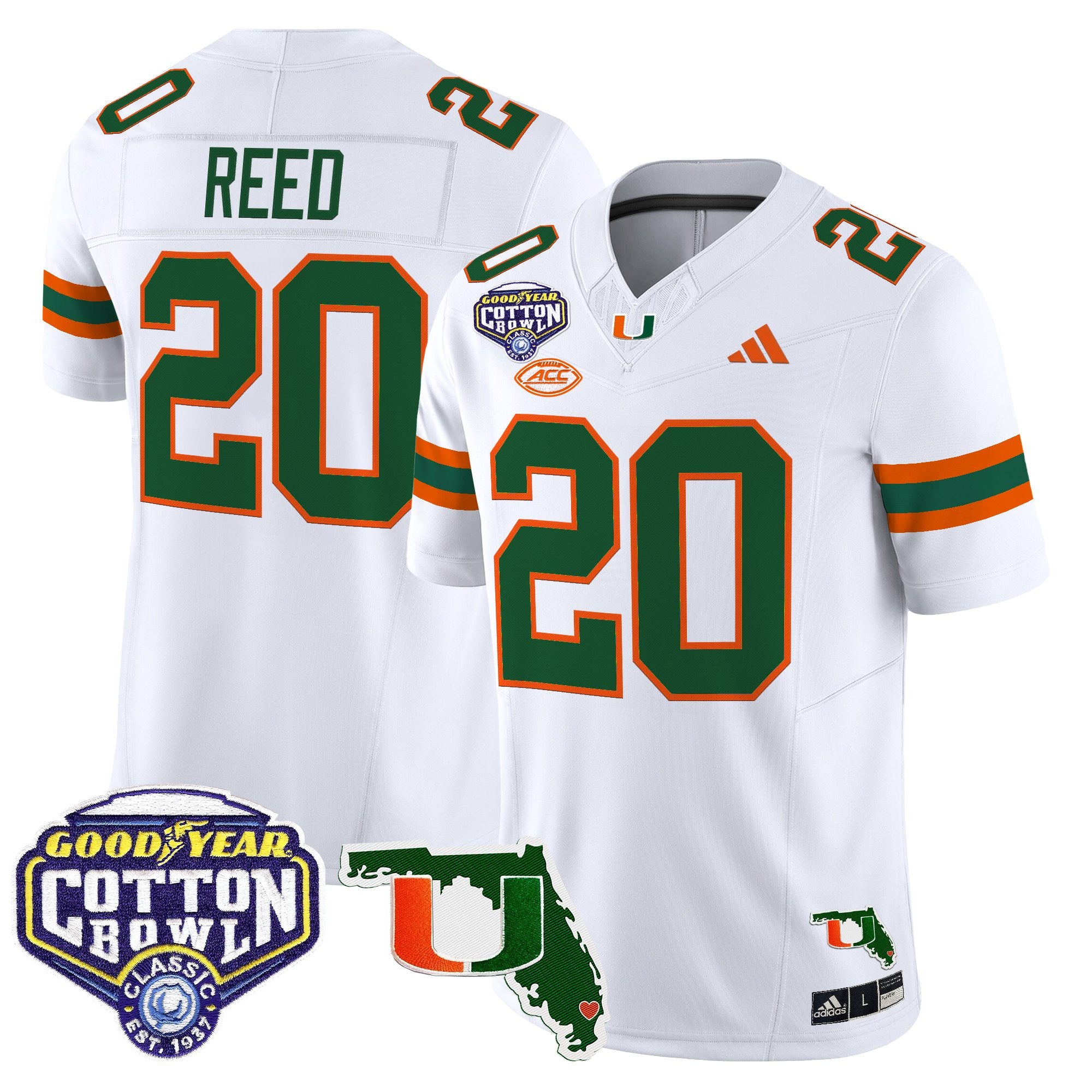 Men's Miami Hurricanes 2025 Cotton Bowl & Florida Patch Vapor Limited Jersey - All Stitched