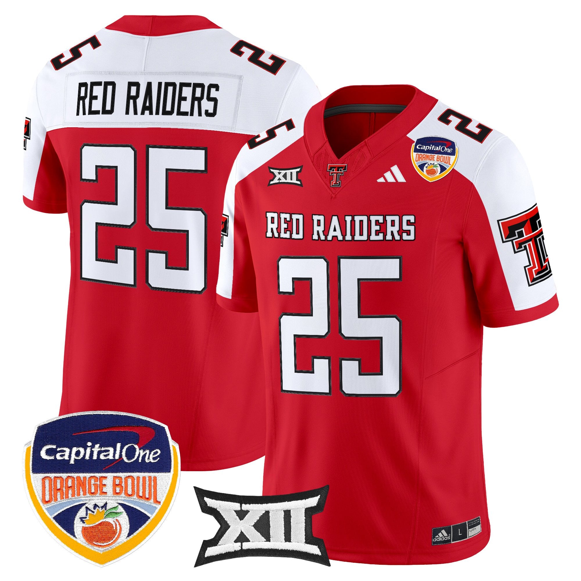 Men's Texas Tech Red Raiders 2025 Orange Bowl Vapor Limited Jersey V2 - All Stitched