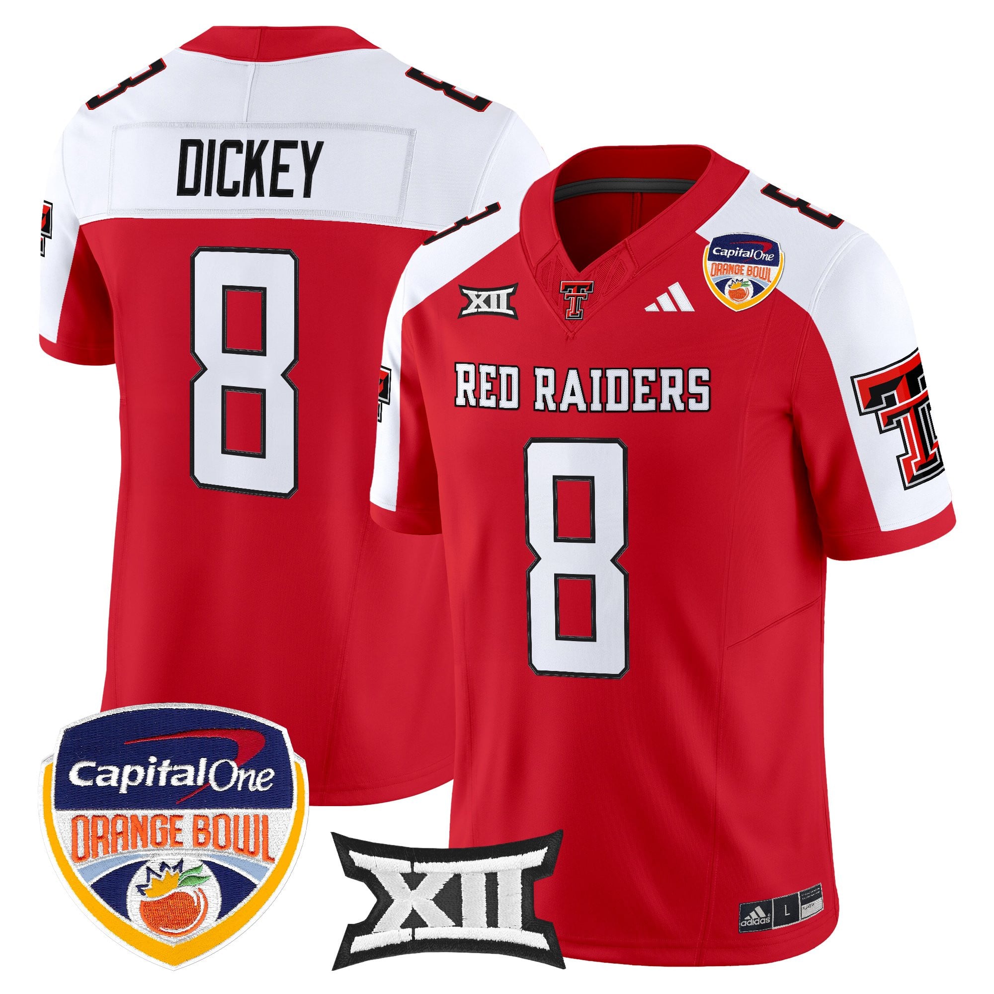 Men's Texas Tech Red Raiders 2025 Orange Bowl Vapor Limited Jersey V2 - All Stitched