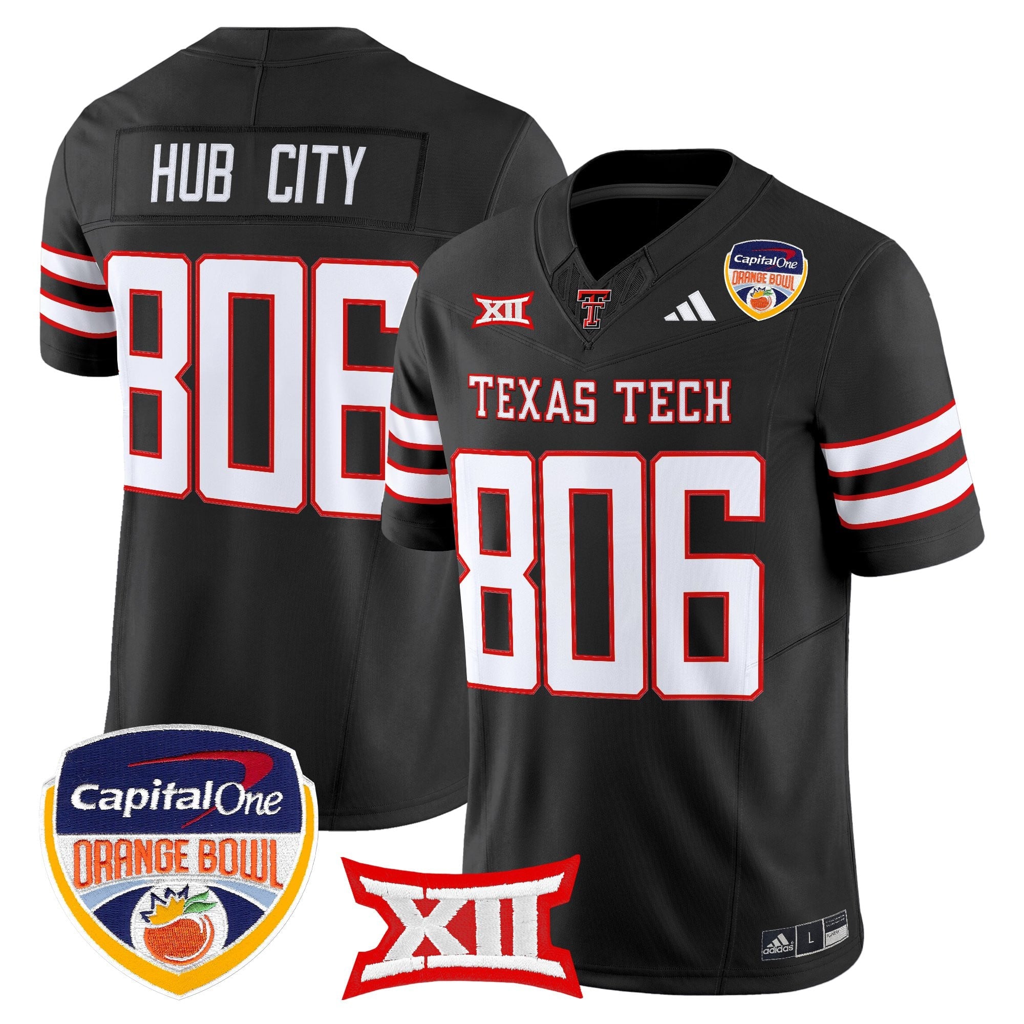 Men's Texas Tech Red Raiders 2025 Orange Bowl Vapor Limited Jersey V2 - All Stitched