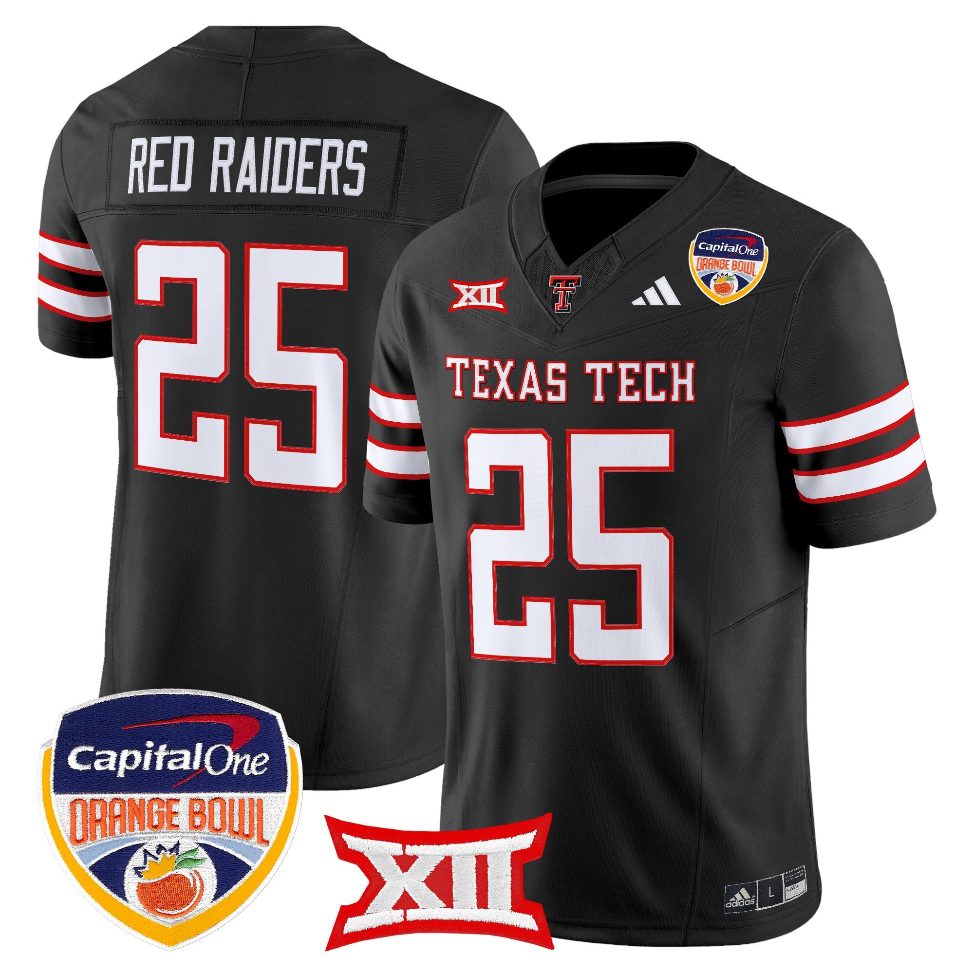 Men's Texas Tech Red Raiders 2025 Orange Bowl Vapor Limited Jersey V2 - All Stitched