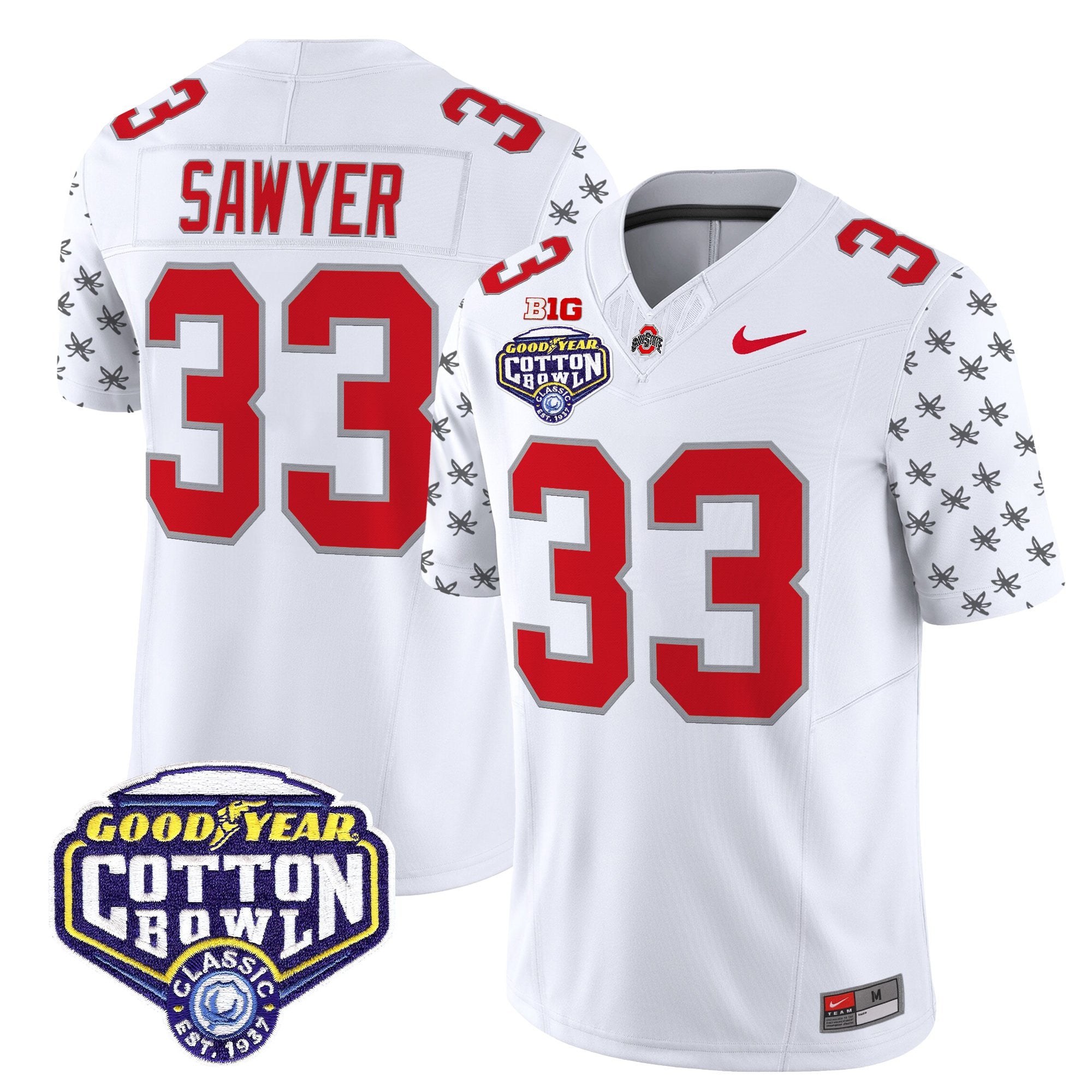Men's Ohio State Buckeyes 2025 Cotton Bowl Patch Vapor Limited Jersey - All Stitched