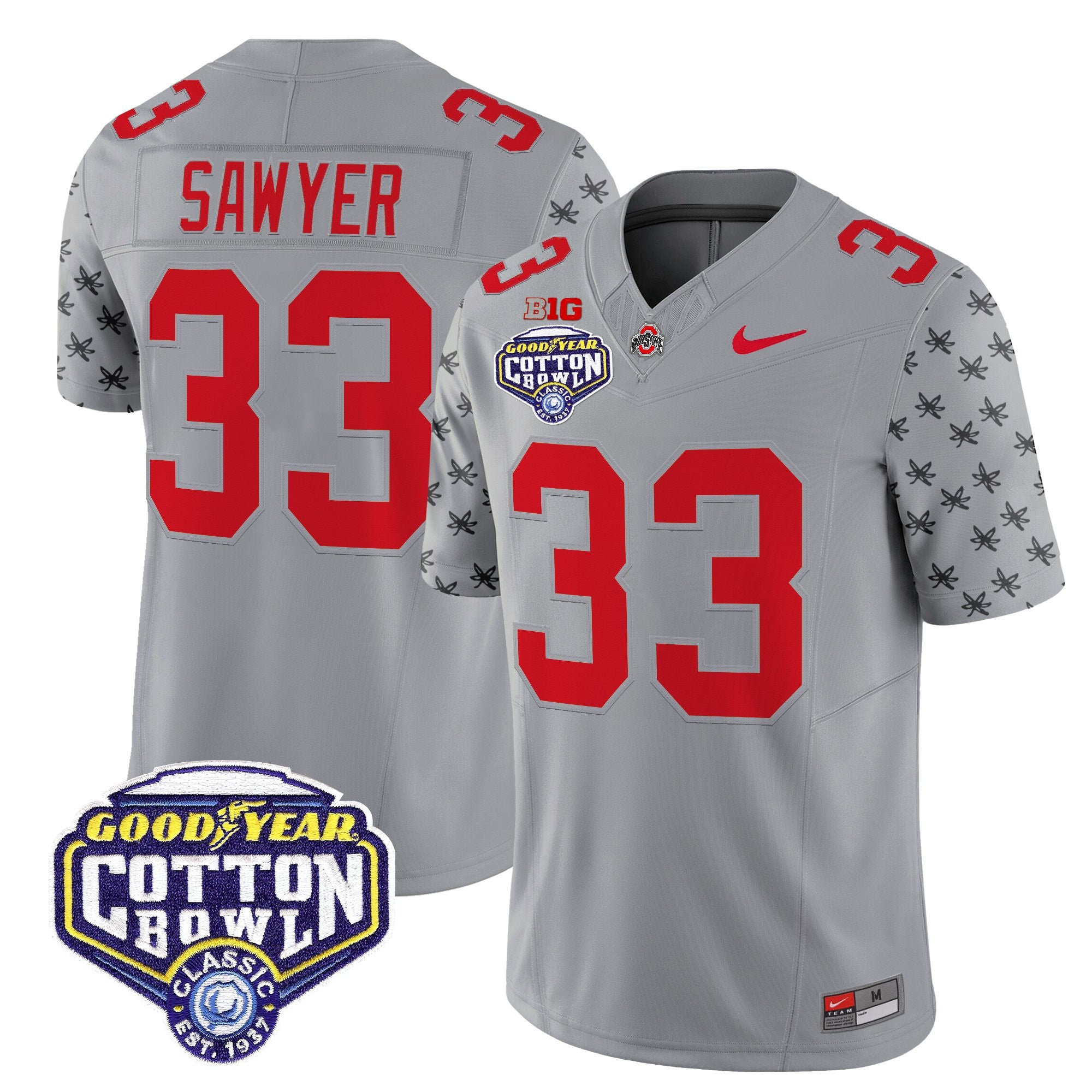 Men's Ohio State Buckeyes 2025 Cotton Bowl Patch Vapor Limited Jersey - All Stitched