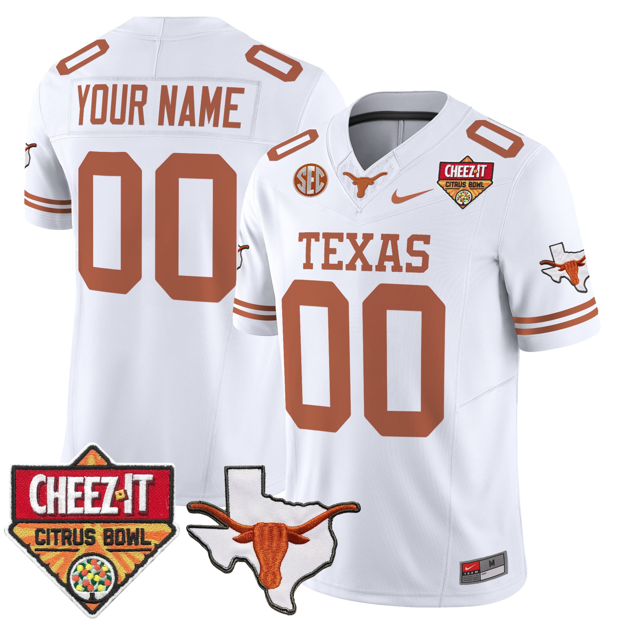 Texas Longhorns 2025 Cheez-It Citrus Bowl Patch Vapor Limited Custom Jersey - All Stitched