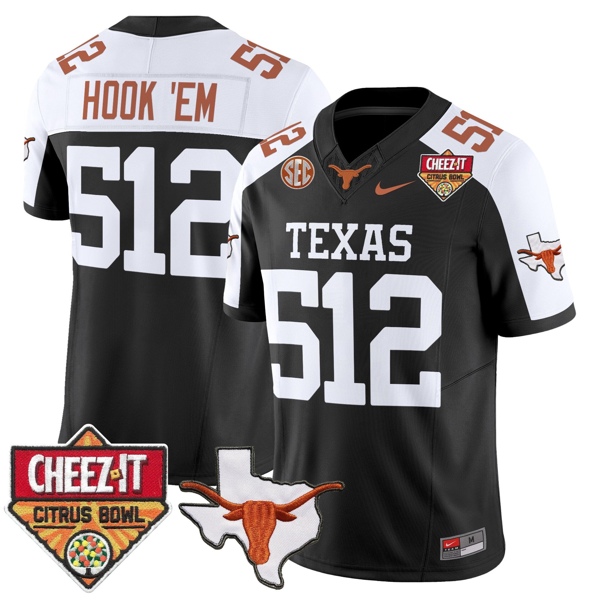 Men's Texas Longhorns 2025 Cheez-It Citrus Bowl Patch Vapor Limited Jersey - All Stitched