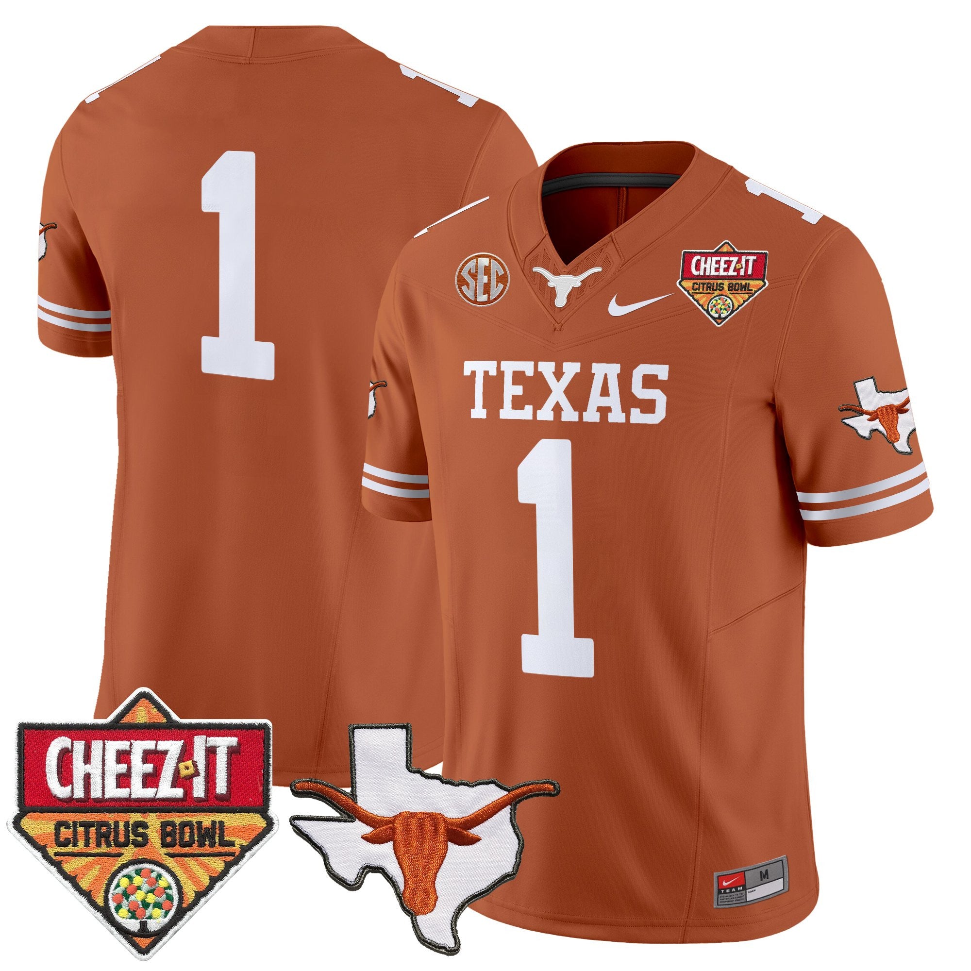 Men's Texas Longhorns 2025 Cheez-It Citrus Bowl Patch Vapor Limited Jersey - All Stitched