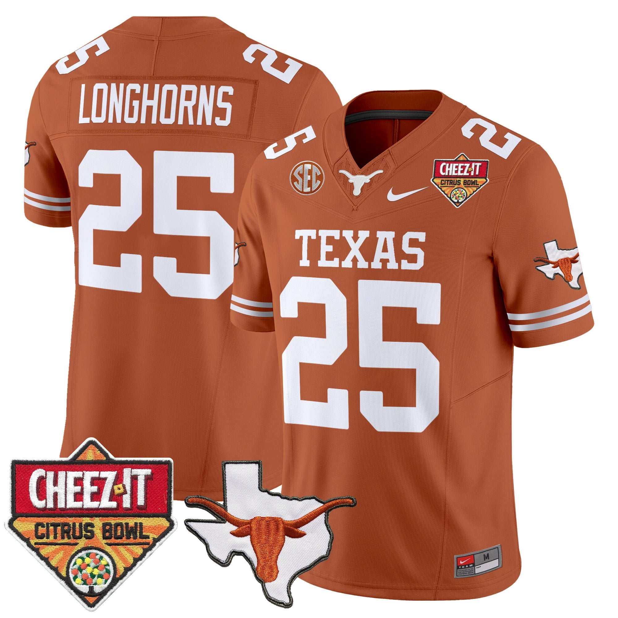 Men's Texas Longhorns 2025 Cheez-It Citrus Bowl Patch Vapor Limited Jersey - All Stitched