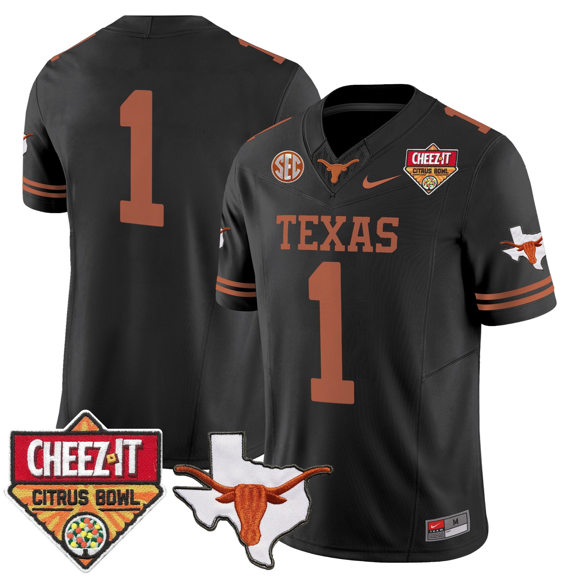 Men's Texas Longhorns 2025 Cheez-It Citrus Bowl Patch Vapor Limited Jersey - All Stitched