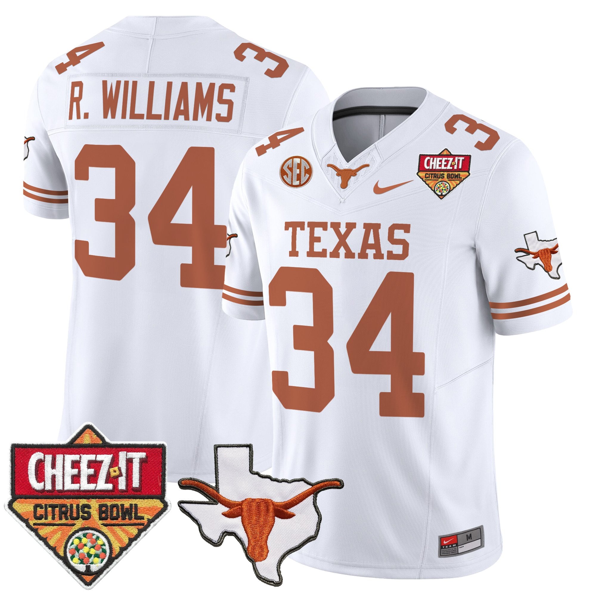 Men's Texas Longhorns 2025 Cheez-It Citrus Bowl Patch Vapor Limited Jersey - All Stitched