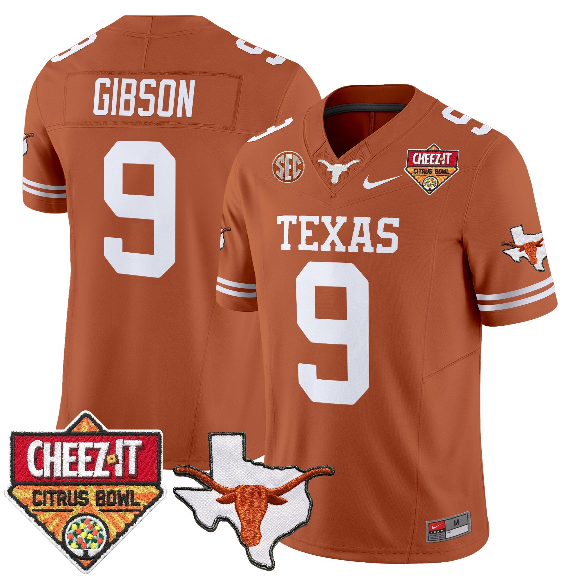 Men's Texas Longhorns 2025 Cheez-It Citrus Bowl Patch Vapor Limited Jersey - All Stitched