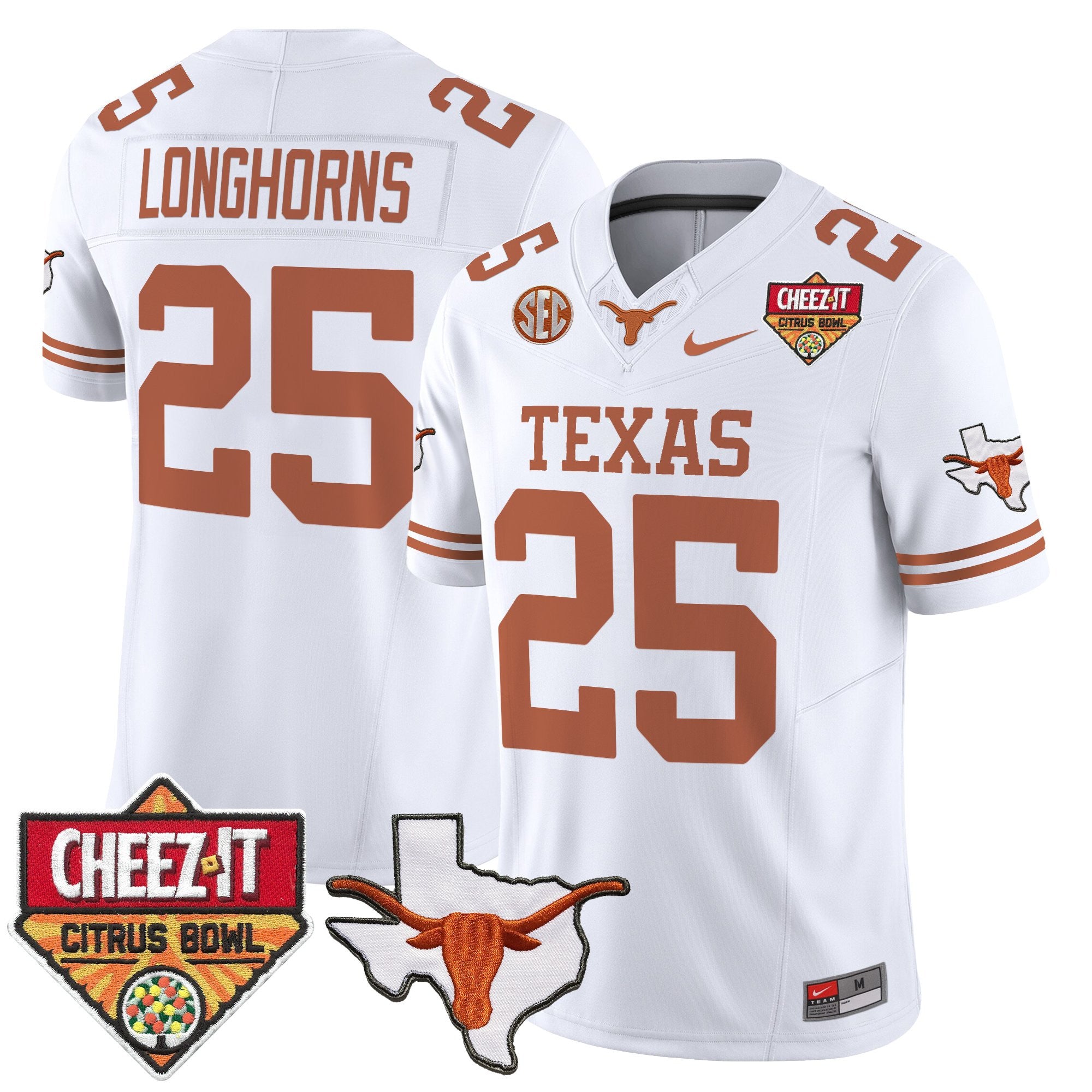 Men's Texas Longhorns 2025 Cheez-It Citrus Bowl Patch Vapor Limited Jersey - All Stitched