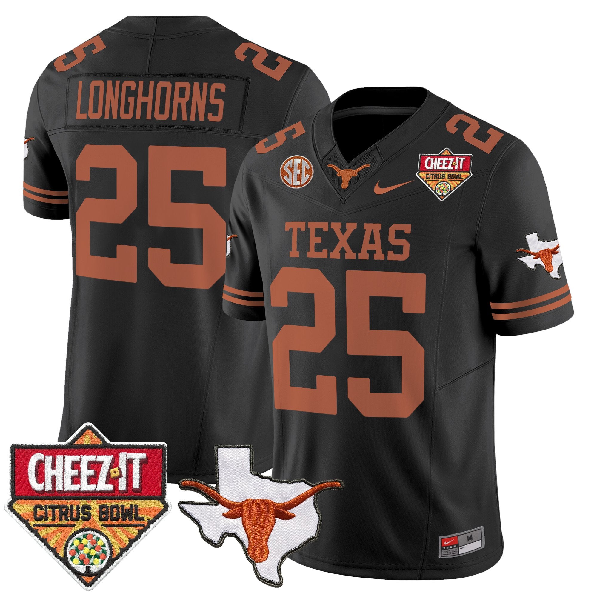 Men's Texas Longhorns 2025 Cheez-It Citrus Bowl Patch Vapor Limited Jersey - All Stitched