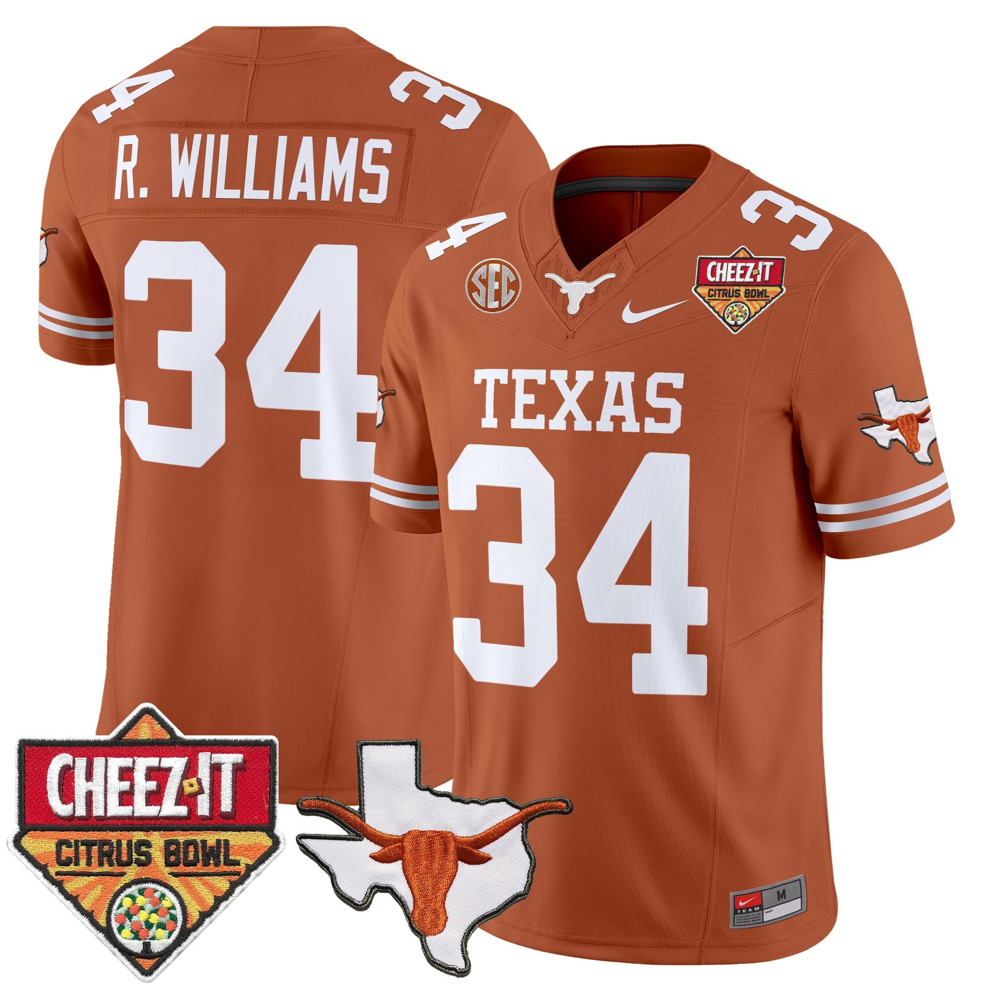 Men's Texas Longhorns 2025 Cheez-It Citrus Bowl Patch Vapor Limited Jersey - All Stitched