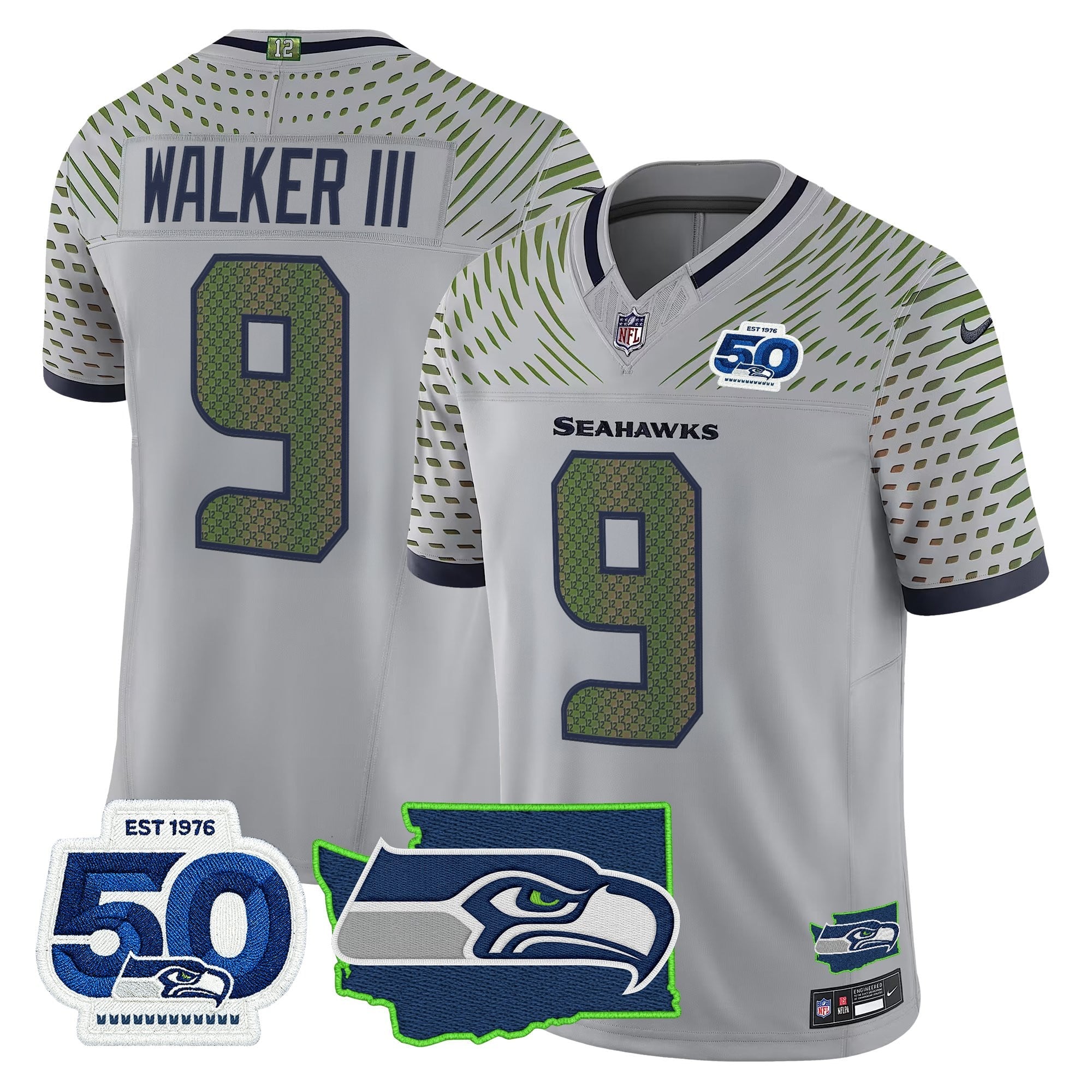 Men's Seattle Seahawks 50th Anniversary Patch Vapor Limited Jersey - All Stitched