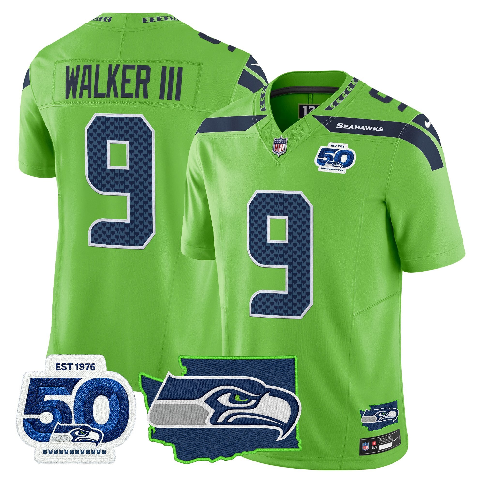 Men's Seattle Seahawks 50th Anniversary Patch Vapor Limited Jersey - All Stitched