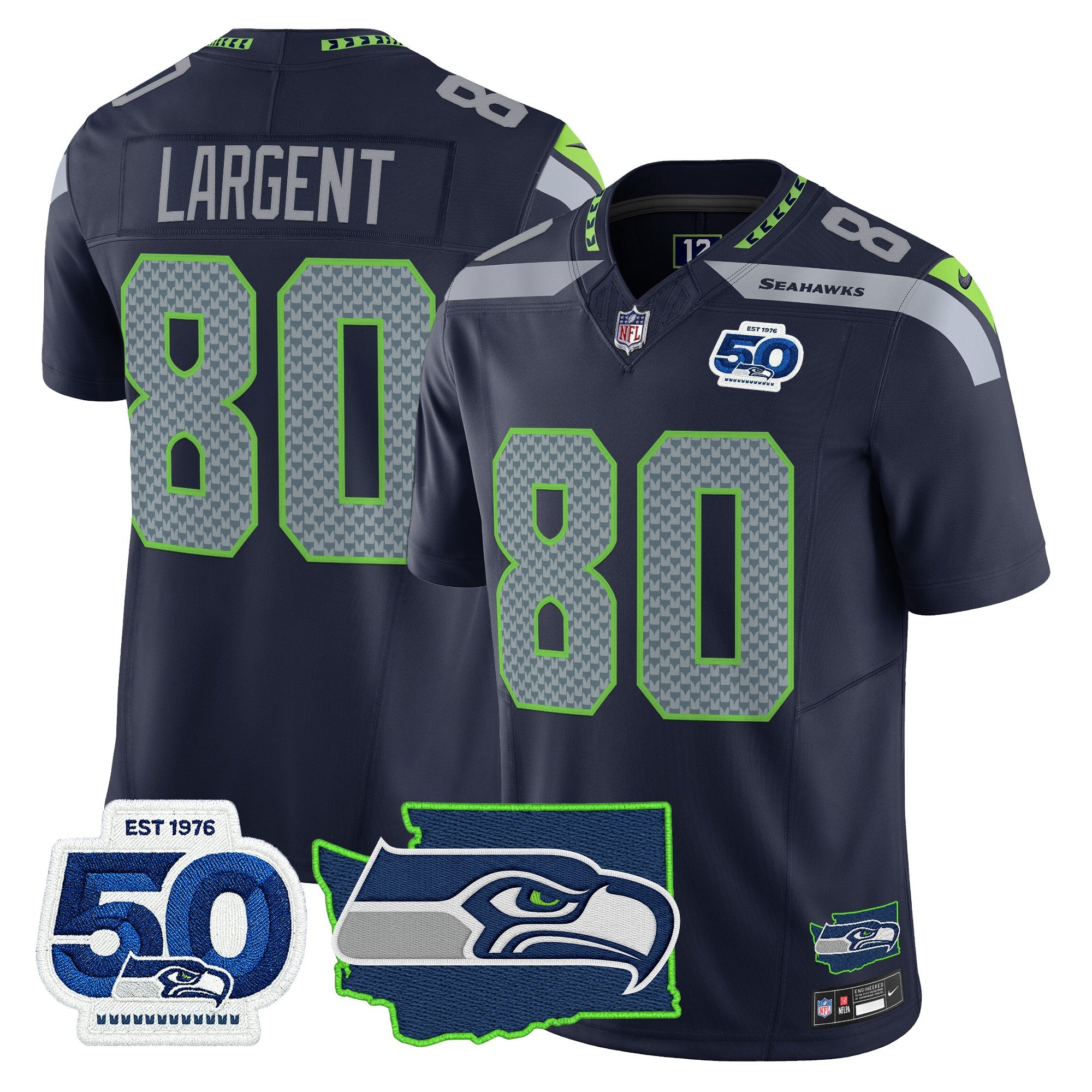 Men's Seattle Seahawks 50th Anniversary Patch Vapor Limited Jersey - All Stitched