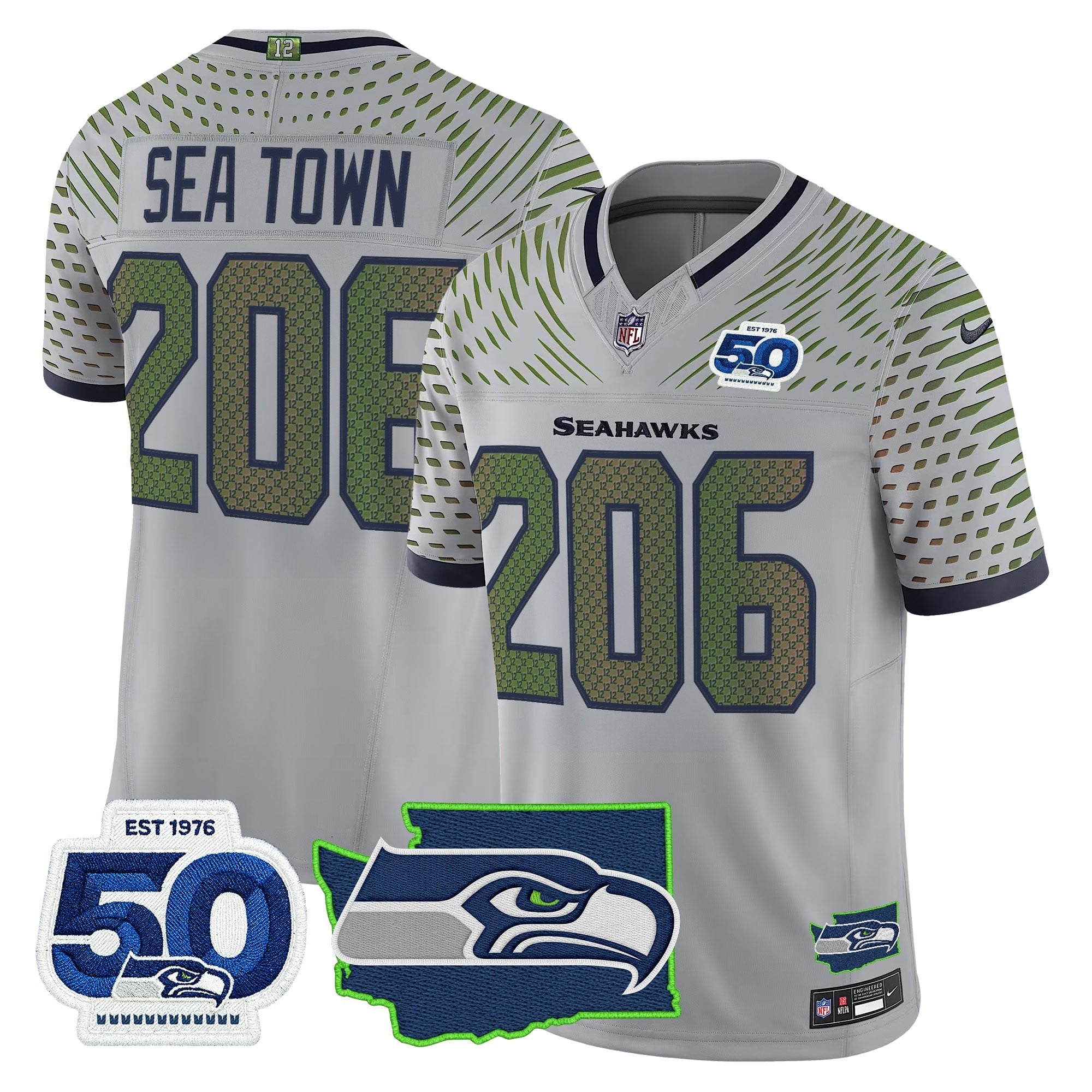 Men's Seattle Seahawks 50th Anniversary Patch Vapor Limited Jersey - All Stitched