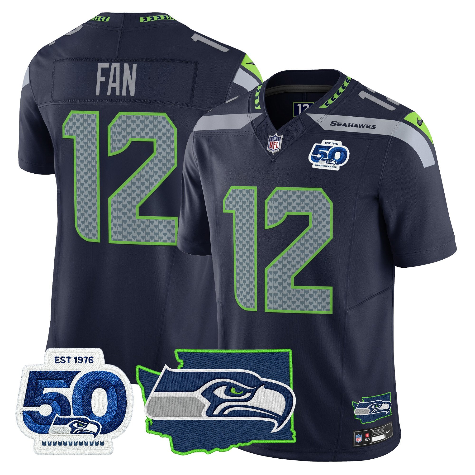 Men's Seattle Seahawks 50th Anniversary Patch Vapor Limited Jersey - All Stitched
