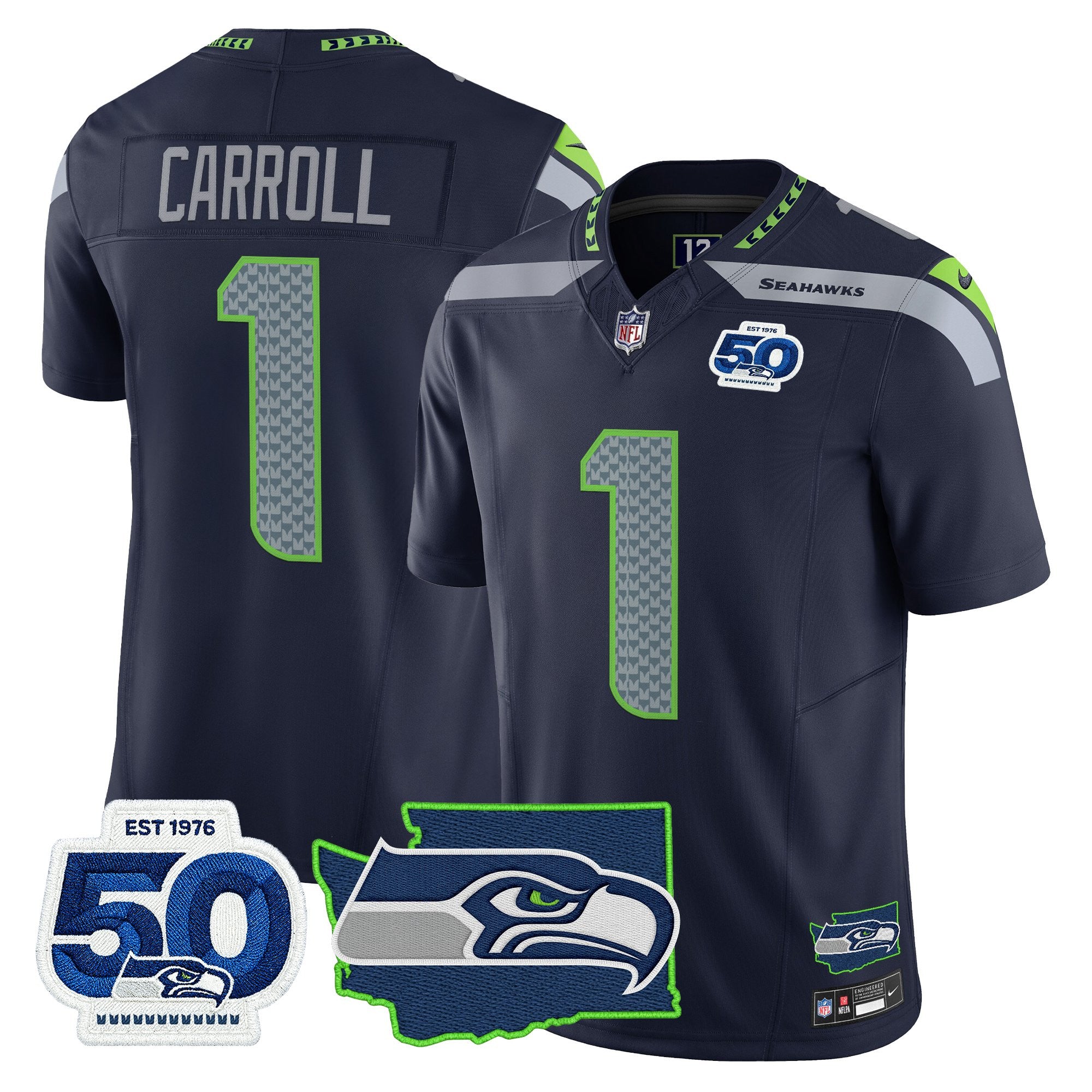 Men's Seattle Seahawks 50th Anniversary Patch Vapor Limited Jersey - All Stitched