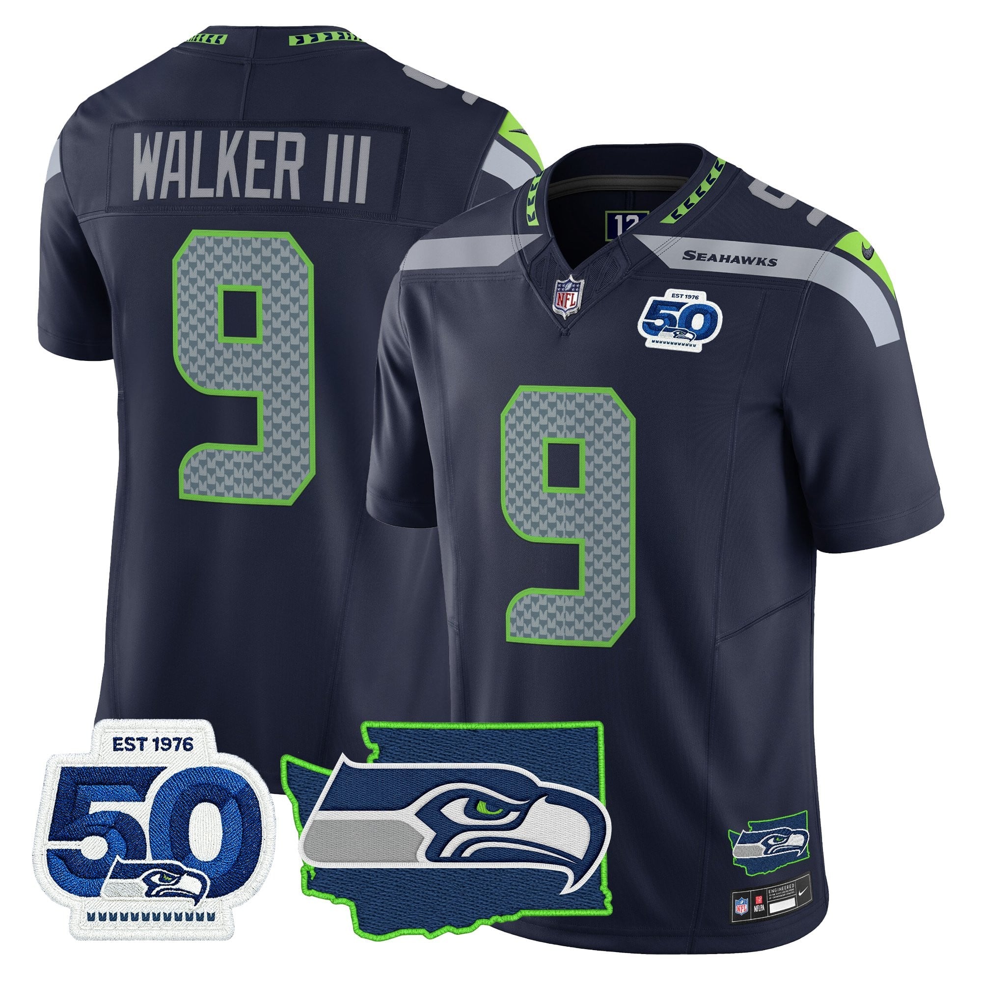 Men's Seattle Seahawks 50th Anniversary Patch Vapor Limited Jersey - All Stitched