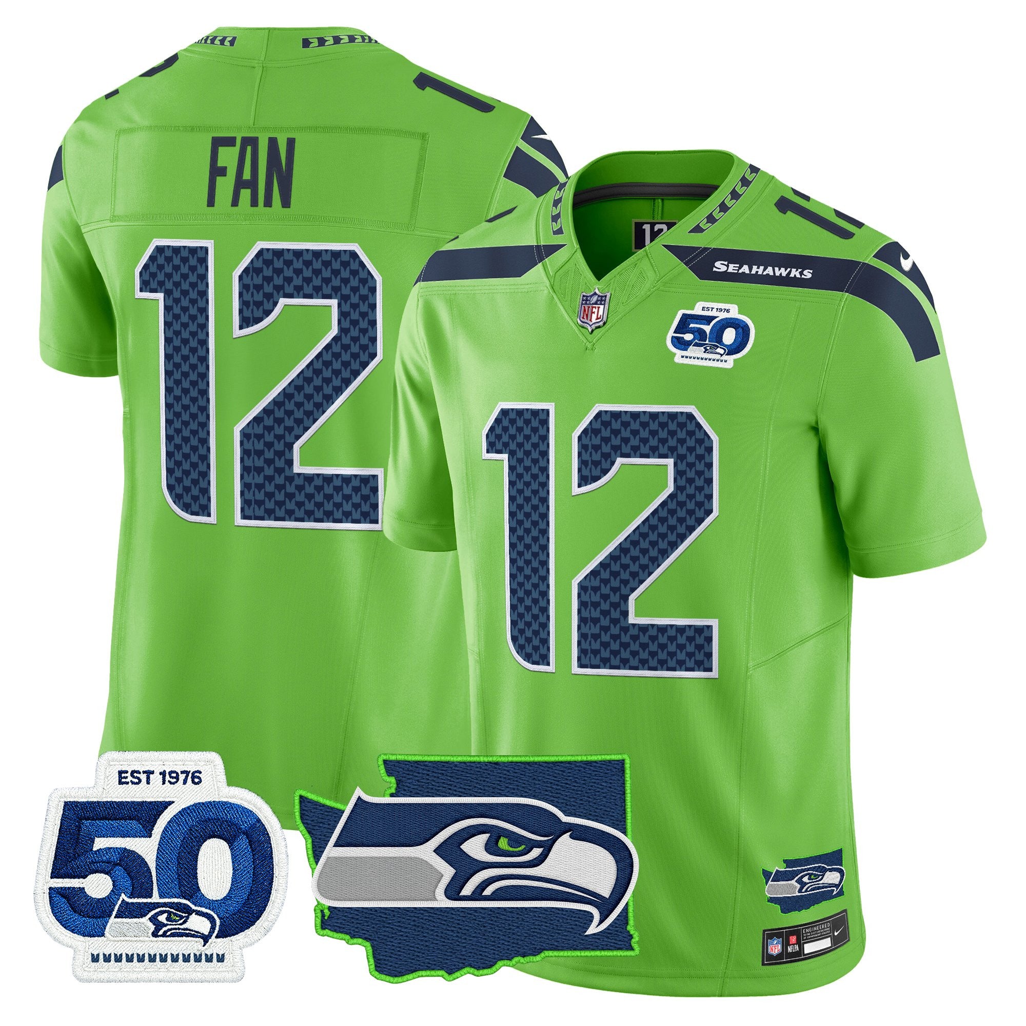 Men's Seattle Seahawks 50th Anniversary Patch Vapor Limited Jersey - All Stitched