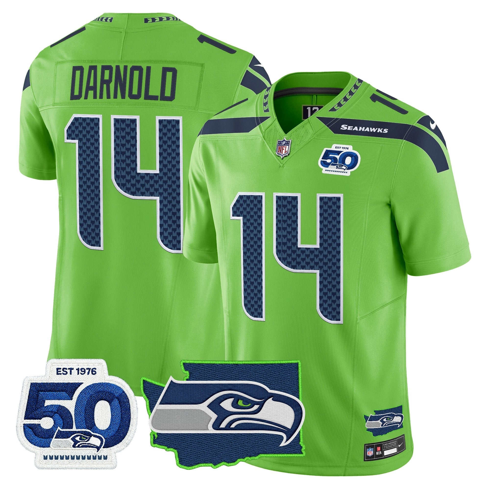 Men's Seattle Seahawks 50th Anniversary Patch Vapor Limited Jersey - All Stitched