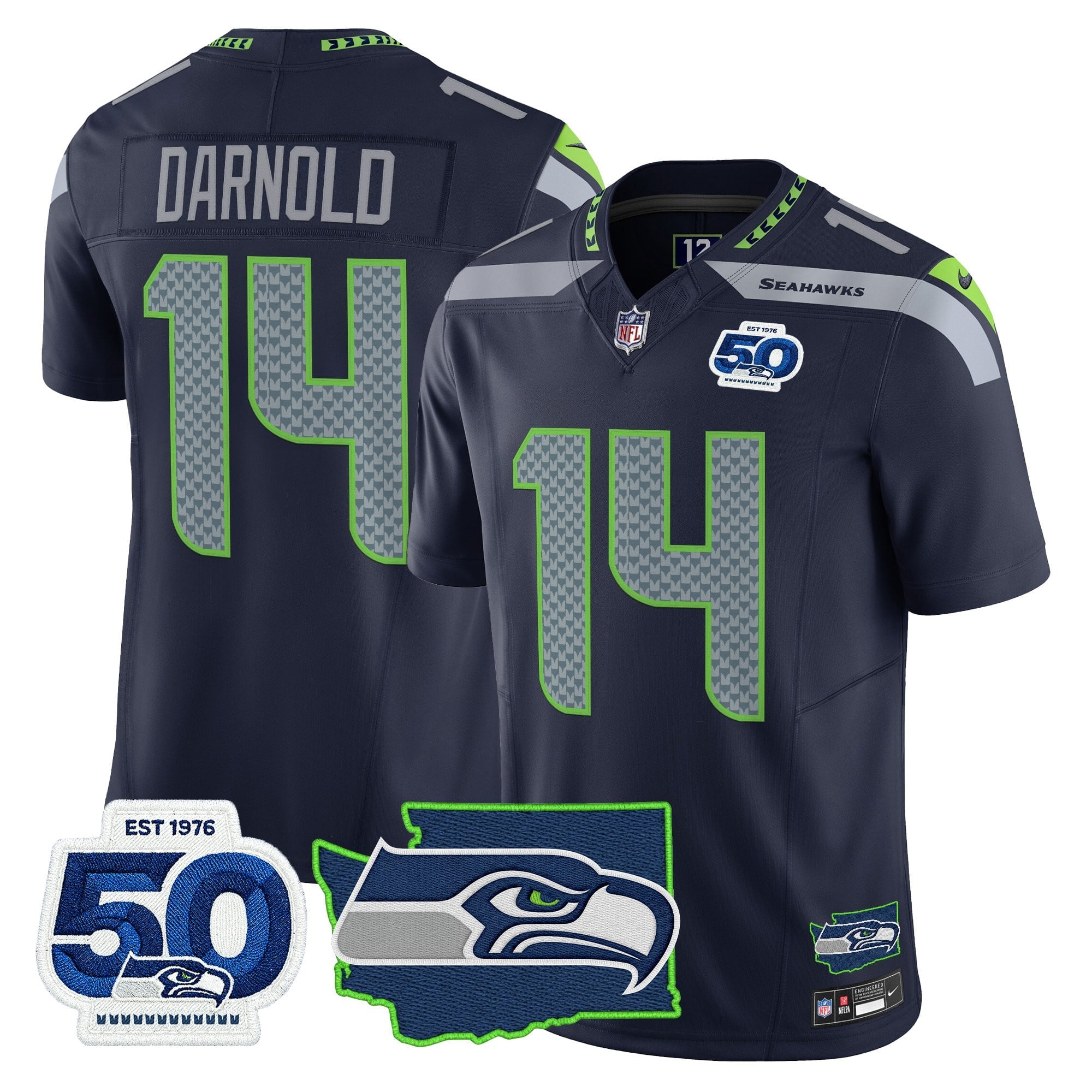 Men's Seattle Seahawks 50th Anniversary Patch Vapor Limited Jersey - All Stitched