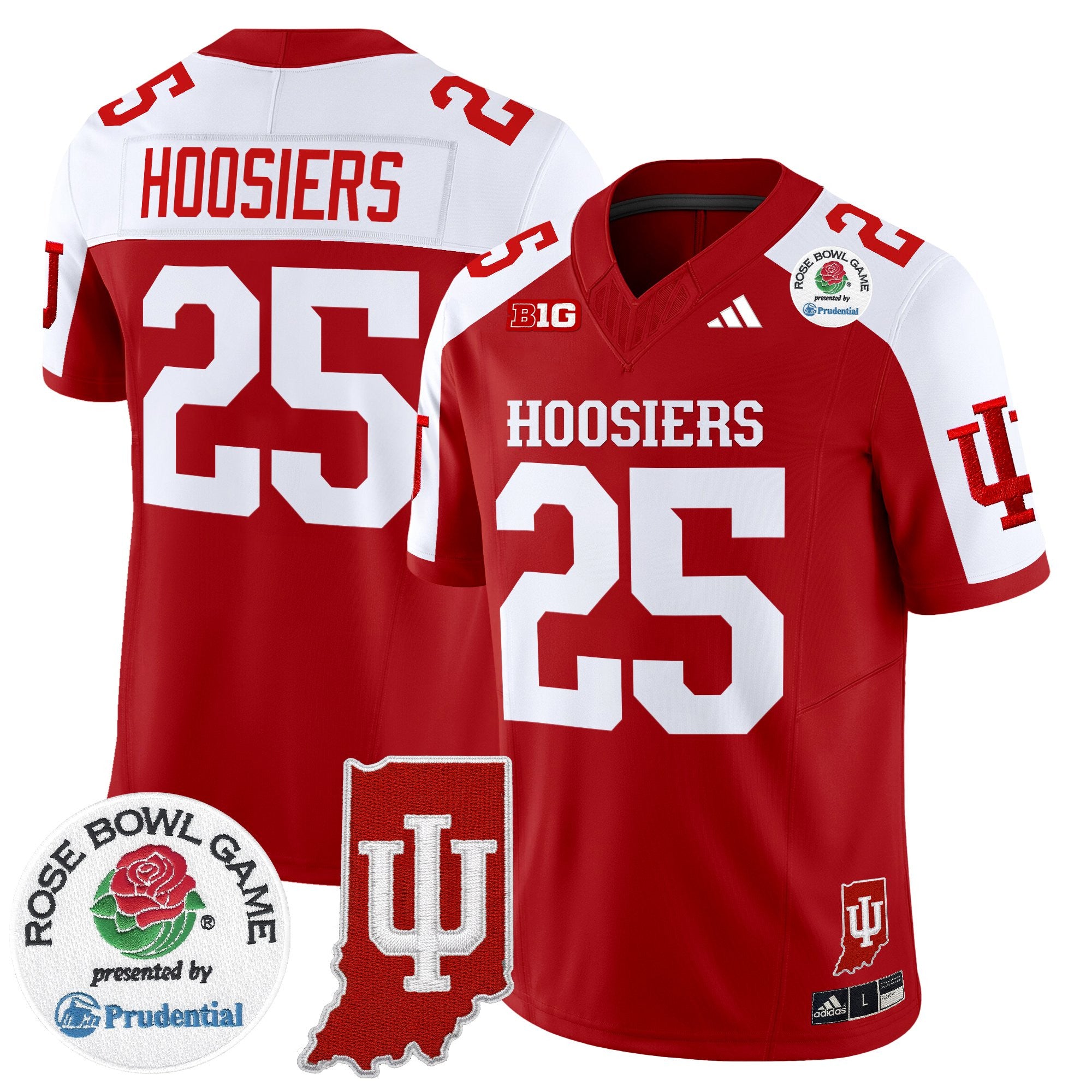 Men's Indiana Hoosiers 2025 Rose Bowl & Indiana State Patch Vapor Limited Jersey - All Stitched
